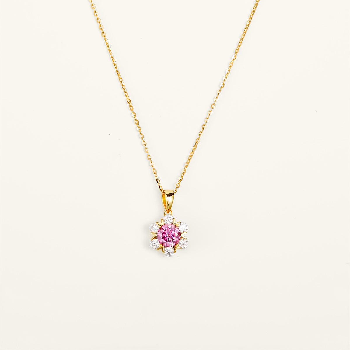 Exquisite Moissanite Flower Pendant Necklace for Women - Romantic Gift for Anniversary, Valentine's Day & Special Occasions | Elegant Jewelry for Date Night, Wedding & Everyday Wear