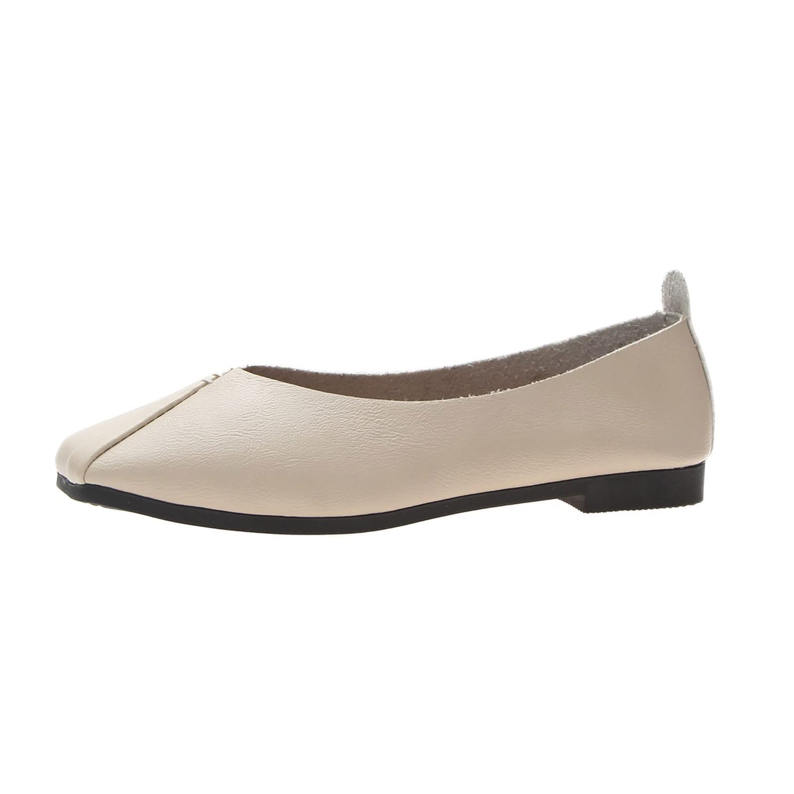 Women's Comfy Slip-On Walking Shoes - Cute Flat Casual Shoes with Lightweight Shallow Sole - Beige | Perfect for Work, Travel & Everyday Wear
