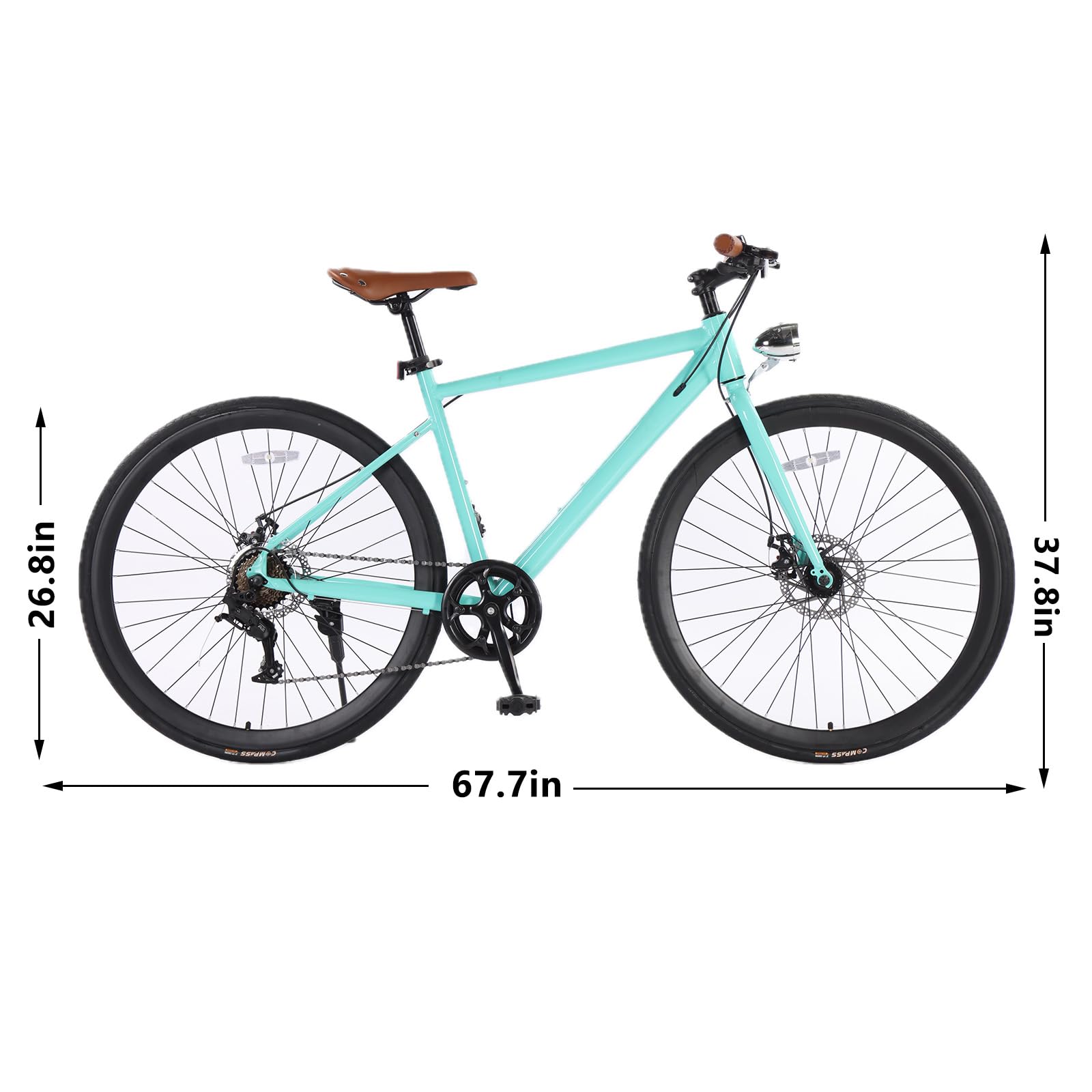 **700C Hybrid Road Bike for Men & Women - 7-Speed Drivetrain, Step-Through or Step-Over Frame, Built-in Lights - Perfect for Commuting, Fitness & Leisure Rides**