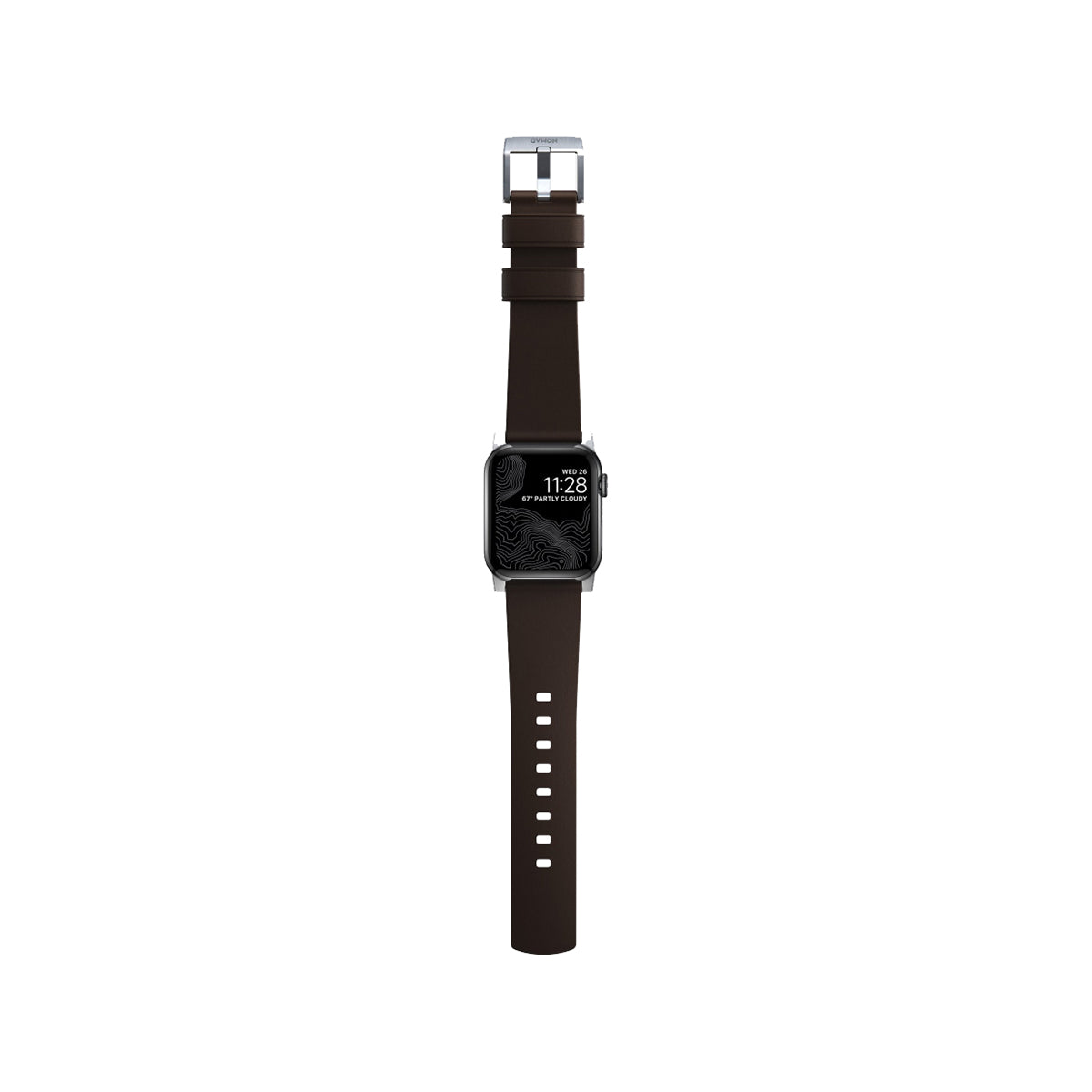 Nomad Active Band Pro 40mm / 41mm Silver Stainless Steel with Genuine Brown Leather Strap - Compatible with Apple Watch for Workout, Travel & Everyday Wear