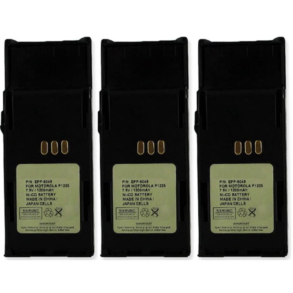 Synergy Digital 2-Way Radio Batteries - 3 Pack Ni-CD 7.5V 1200mAh Replacement for Motorola EPP-9049 & HNN9049A - Compatible with Motorola Two-Way Radios for Business, Security, and Outdoor Communication