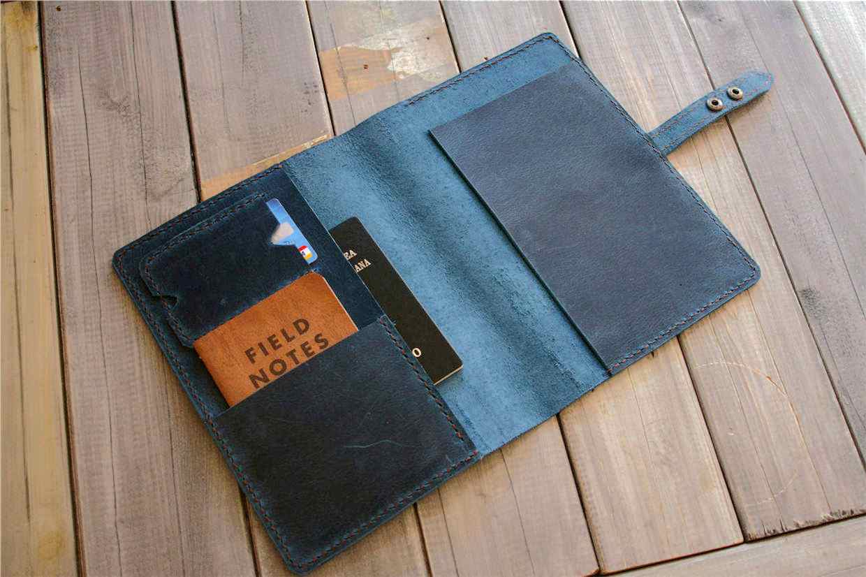 Custom Blue Leather A4 Notebook Cover - Personalized Name Engraving | Premium Document Holder & Organizer for Office, School, Journaling, and Business Meetings