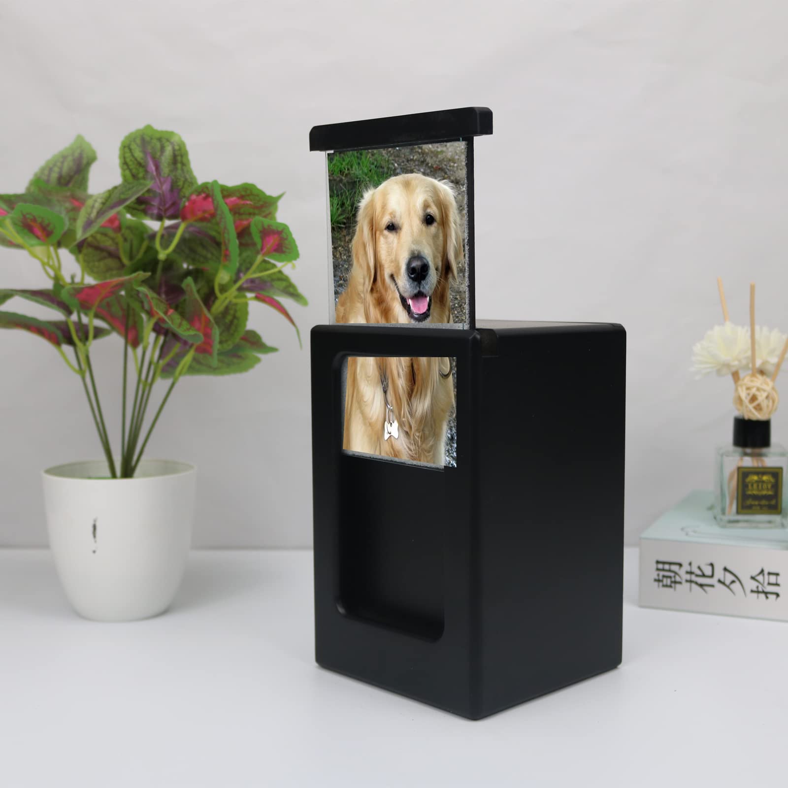 Premium Pet Urn for Ashes - Handcrafted Wooden Memorial Keepsake Box for Dogs & Cats - Pet Cremation Urn for Ashes - Perfect for Home Memorials & Pet Loss Gifts (Black)