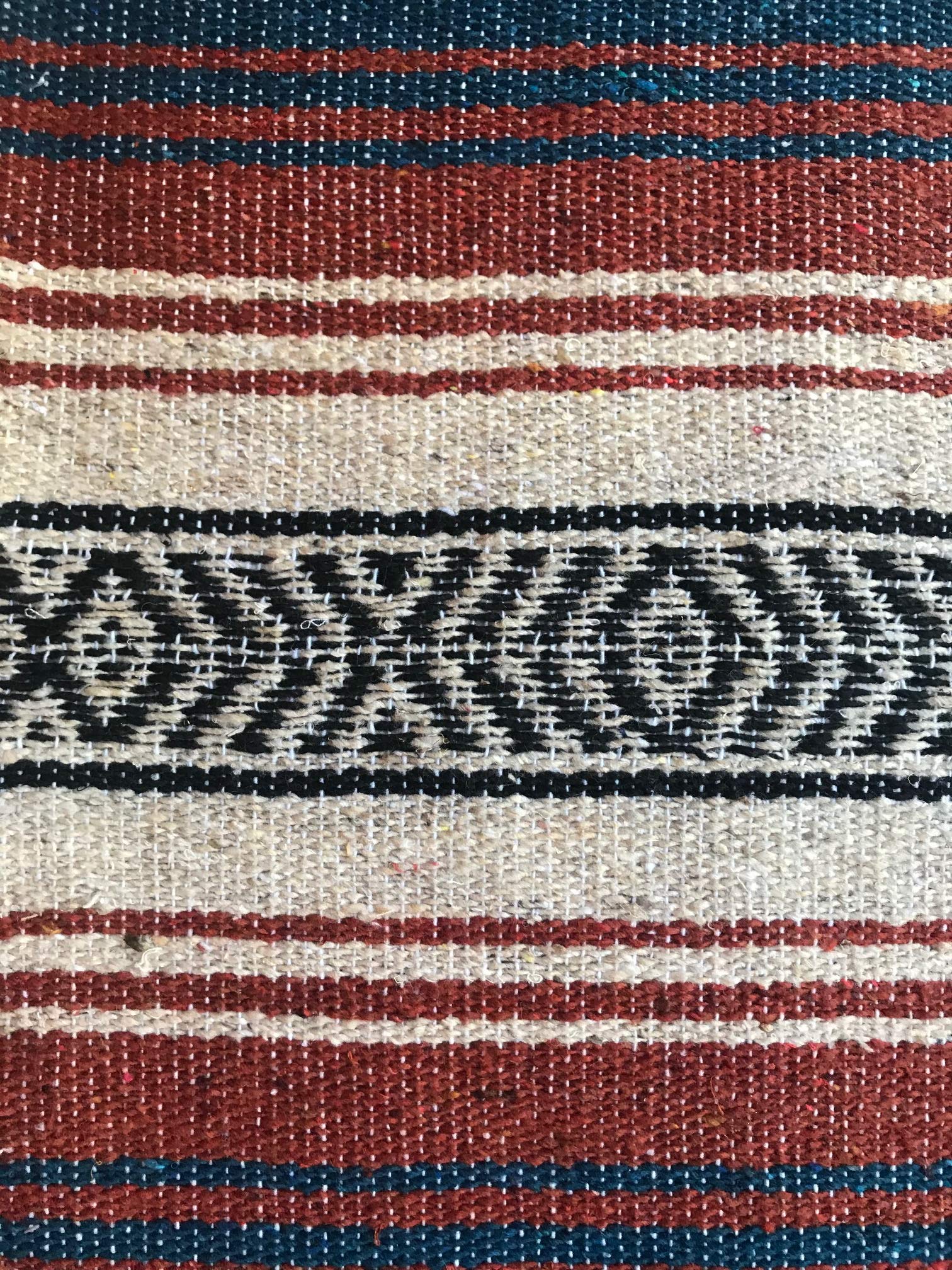 Authentic Mexican Falsa Blanket - Soft Yoga, Beach, Camping & Picnic Blanket - Cozy Car & Home Throw for Outdoor Adventures (Rustic Red) | Perfect for Beach Days, Camping Trips & Cozy Home Decor