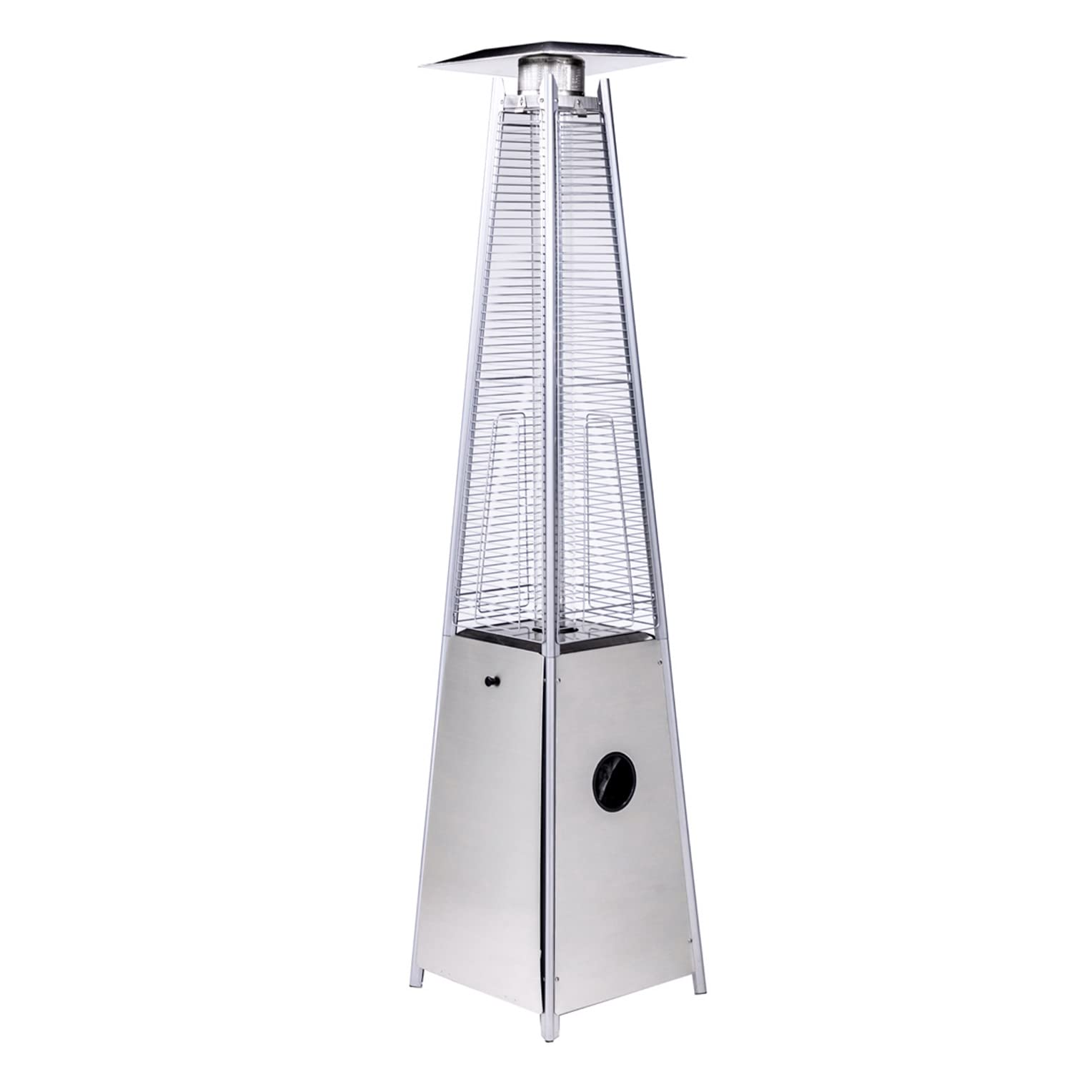 Stainless Steel Pyramid Patio Heater with Cover - 48,000 BTU Outdoor Gas Heater for Backyard, Deck & Garden - Weatherproof Patio Heating Solution for Restaurants & Outdoor Gatherings