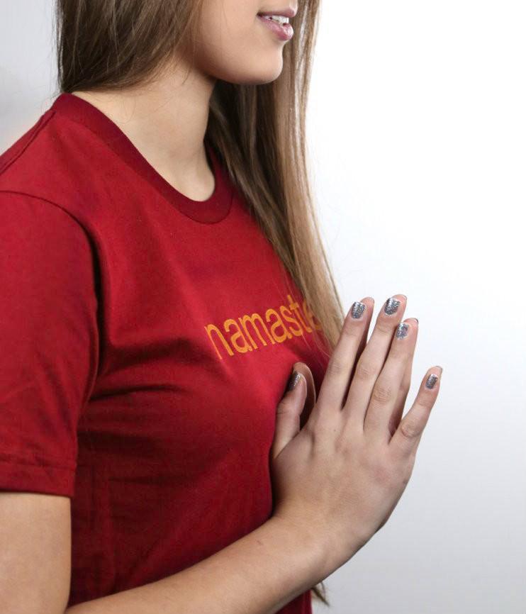 100% Cotton Red Namaste T-Shirt for Yoga & Meditation - Comfortable & Breathable Casual Wear