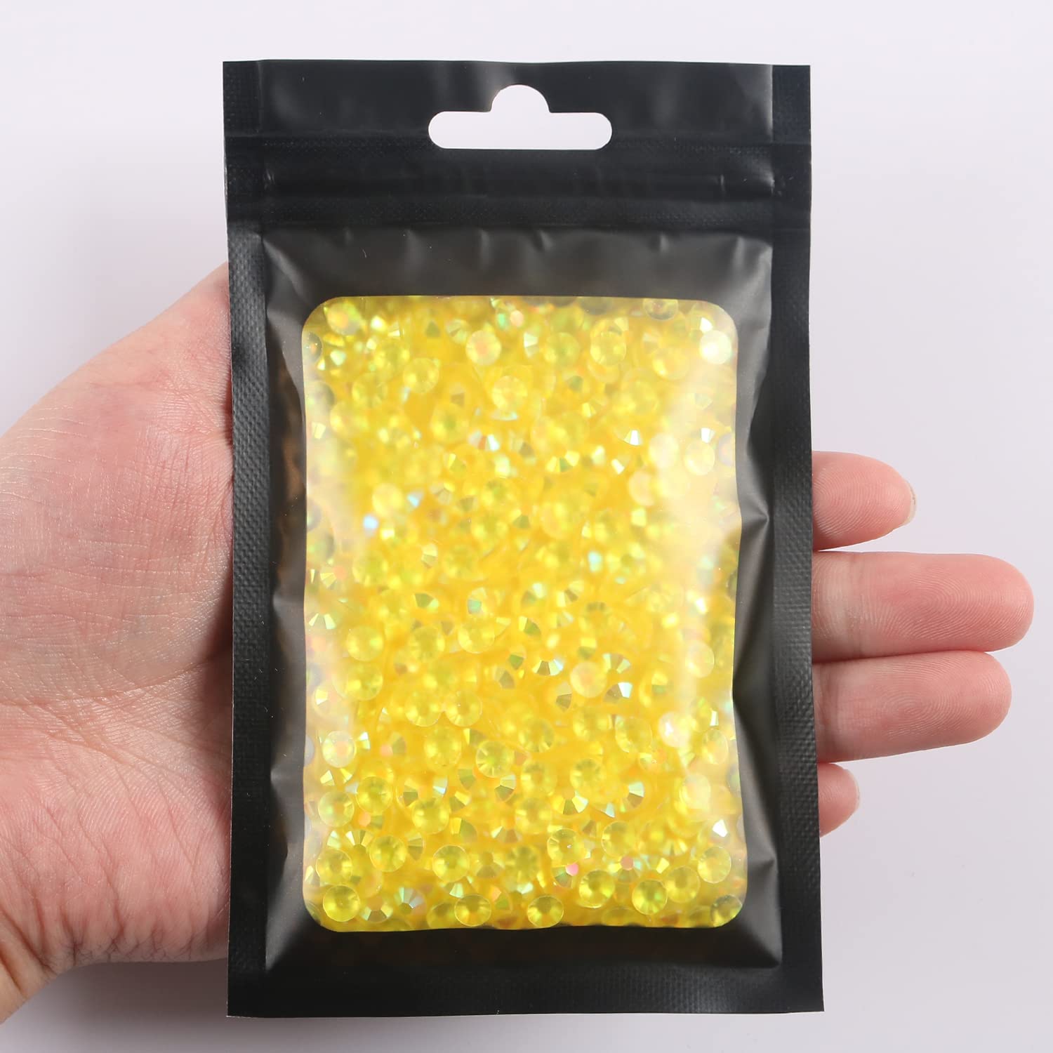 1400pcs 5mm 30g Resin Rhinestones AB Color Non-Hotfix Glitter Jelly Gems for Crafts, Mugs, Bottles, Tumblers - DIY Decoration, Nail Art, Scrapbooking (T49 Transparent Yellow AB)