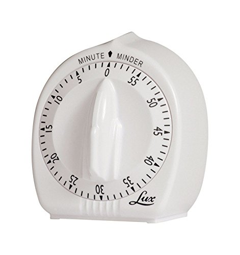 LOX Lux Minute Minder Timer - 60 Minute Mechanical Kitchen Timer with White Face & Black Markings - Perfect for Cooking, Baking, Classroom and Office Use