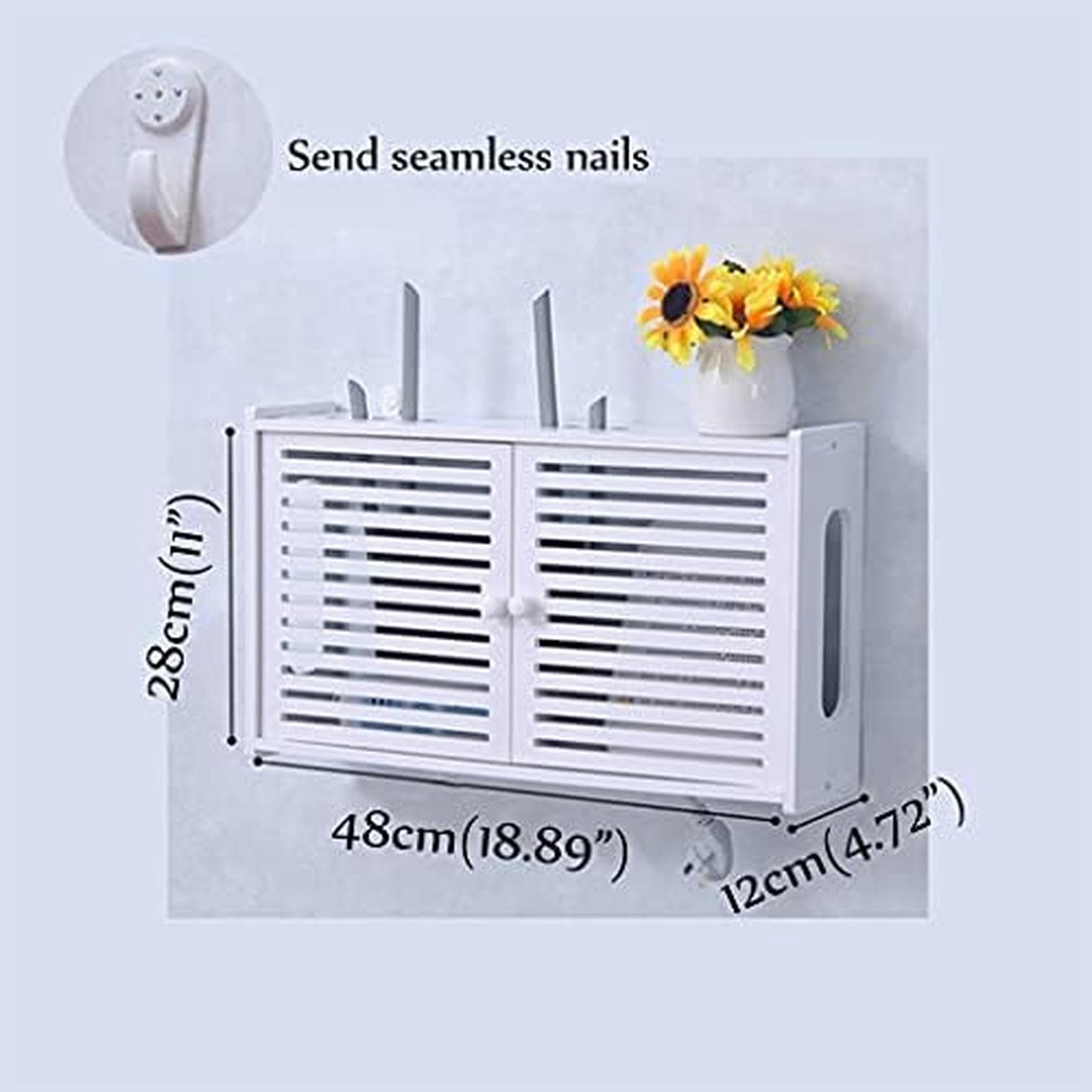 Wall Mounted WiFi Router Storage Box - Adjustable Floating Shelf for Home & Office - Organize and Hide Modem, Router, Cables - Perfect for Living Room, Bedroom, or Workspace