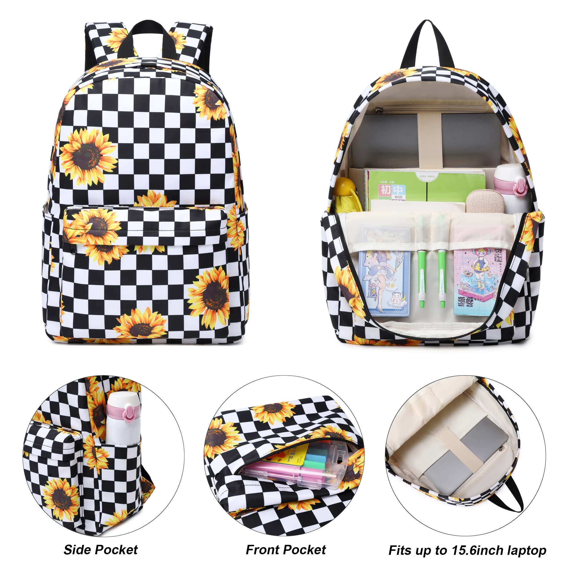 Girls School Backpack Set for Teens - Waterproof Bookbag with Lunch Box & Pencil Case - Perfect for School, Travel, and Daily Use