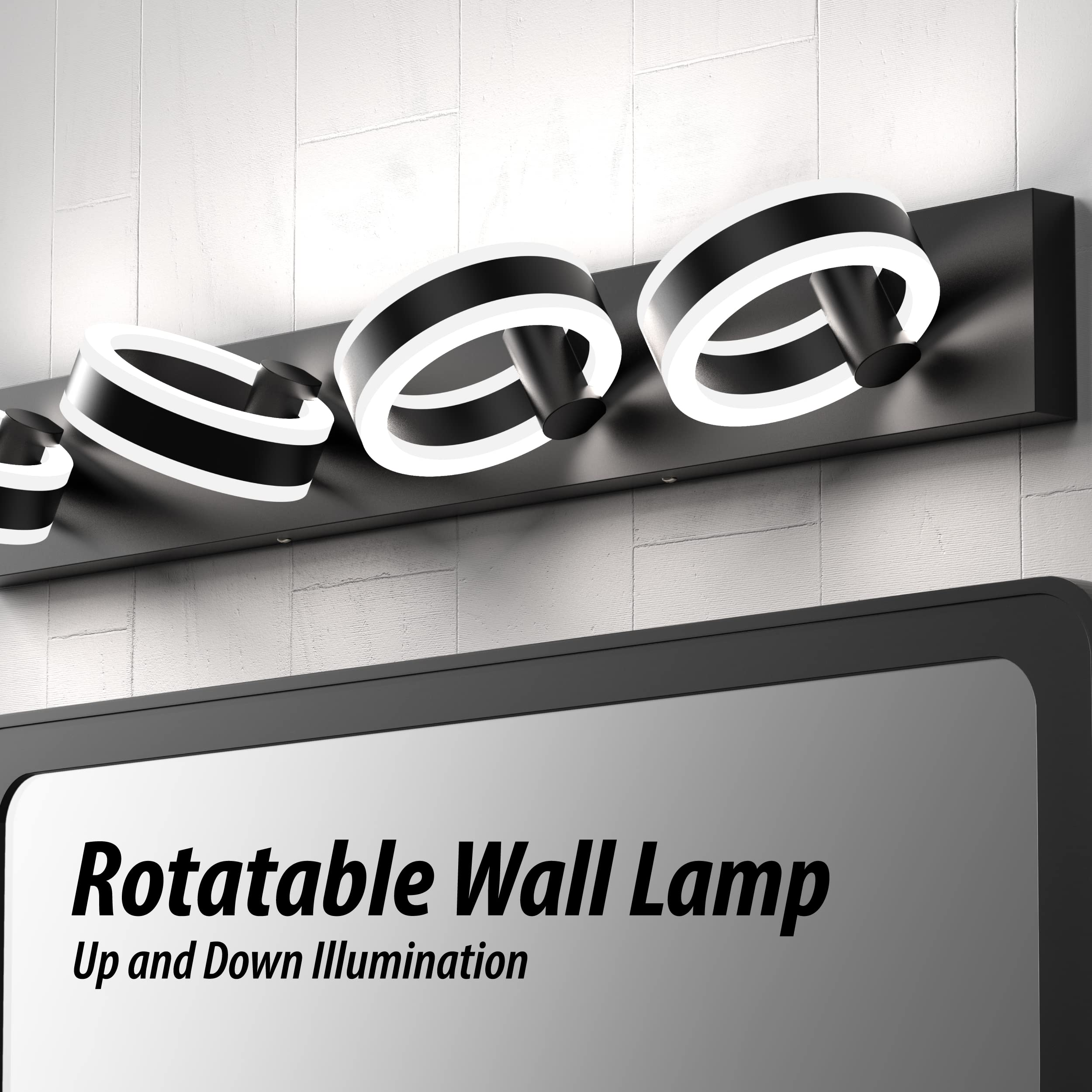 4-Light Black Acrylic LED Bathroom Vanity Light - 33 Inch Dimmable Up & Down Lighting Fixture for Modern Bathroom & Powder Room Decor