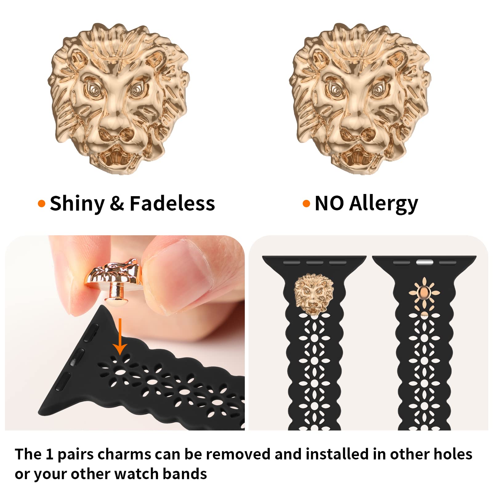 Elegant Lace Silicone Apple Watch Band with Charms - Compatible with 38mm 40mm 41mm 42mm 44mm 45mm iWatch Series 7/6/SE/5/4/3/2/1 - Stylish Slim Sport Band for Women - Perfect for Workouts, Office Wear & Everyday Fashion Accessories