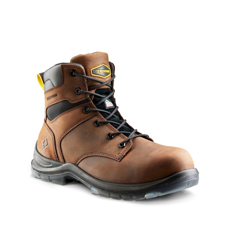 Terra Byrne Unisex 6-Inch Waterproof Composite Toe Work Boots TR0A839BDBX - Brown Safety Shoes for Construction, Warehouse & Outdoor Work