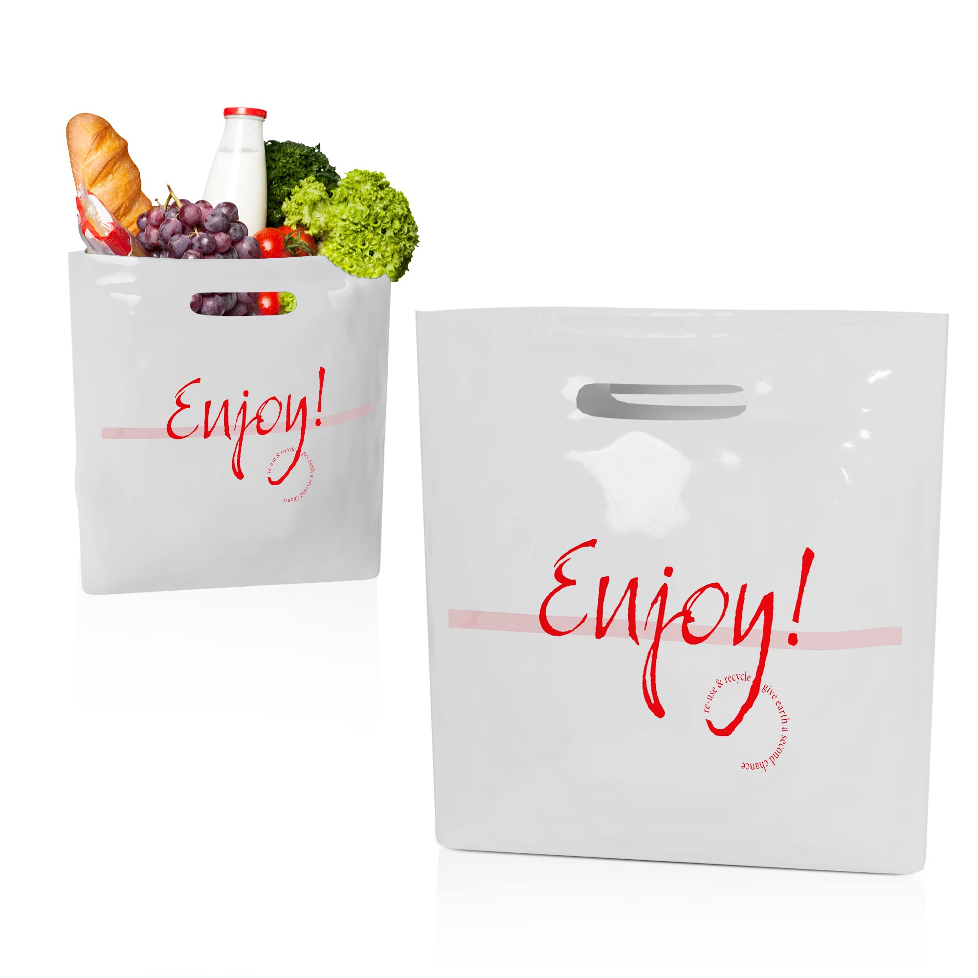 Eco-Friendly HDPE Die-Cut Handle Shopping Bags - Durable & Reusable Grocery Bags for Supermarket, Retail & Farmers Market Use