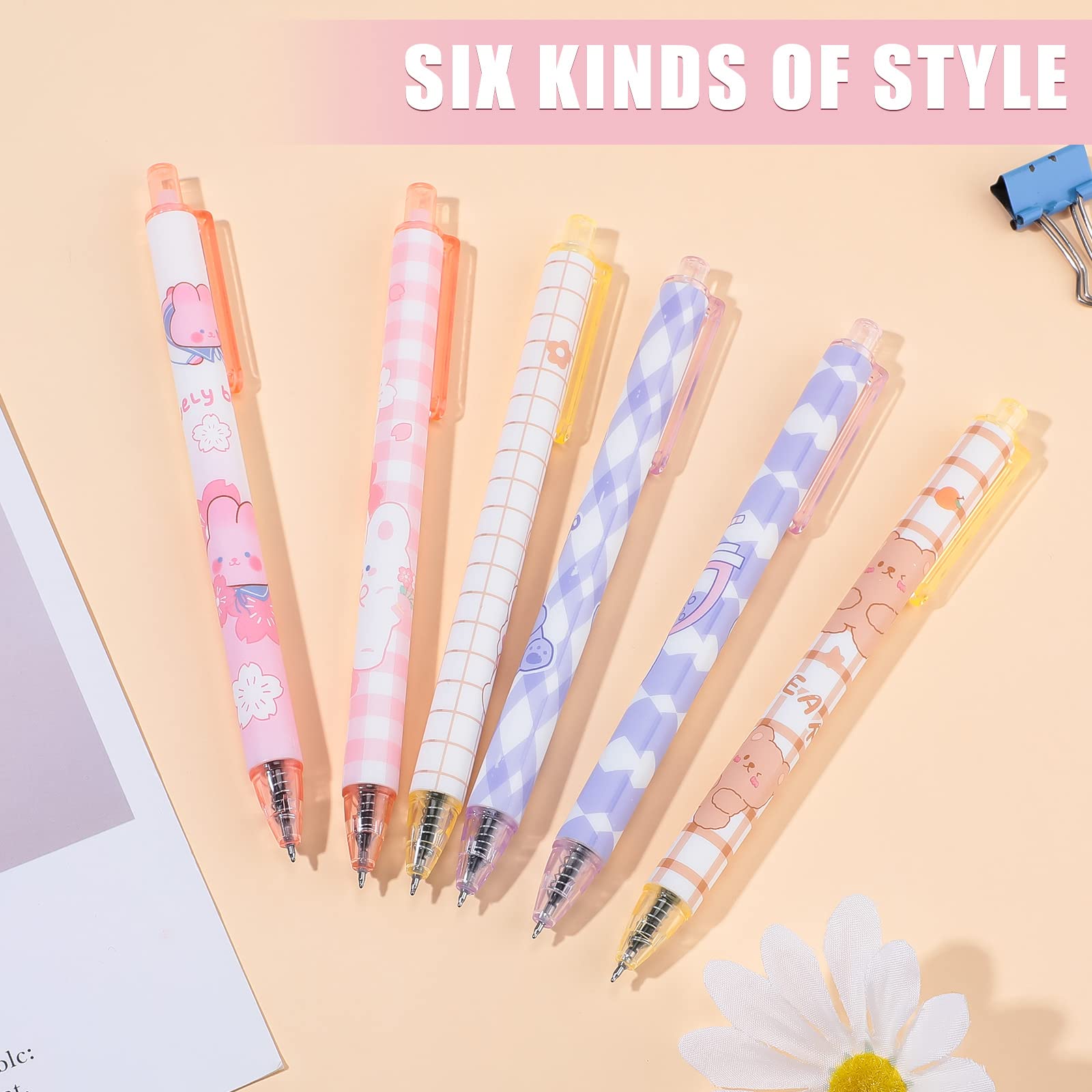 Qualirey 12-Pack Kawaii Gel Pens 0.5mm Fine Point Black Ink - Cute Retractable Ballpoint Pens for School, Office & Journaling - Stylish Stationery Gift Set for Girls & Boys (Blossom Floral Design) - Perfect for Note Taking, Bullet Journaling & Creative Writing