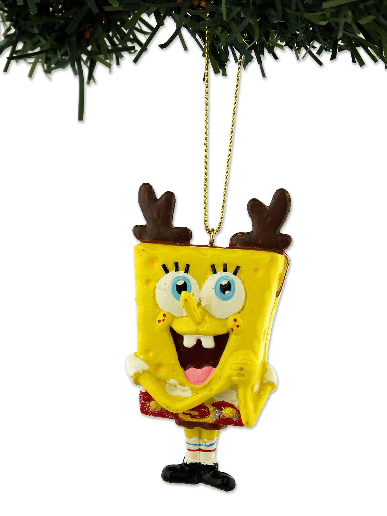 SpongeBob SquarePants Christmas Ornament with Gift Box - Official Kurt Adler Collectible - Perfect for Holiday Tree Decor, Gift Giving & SpongeBob Fans