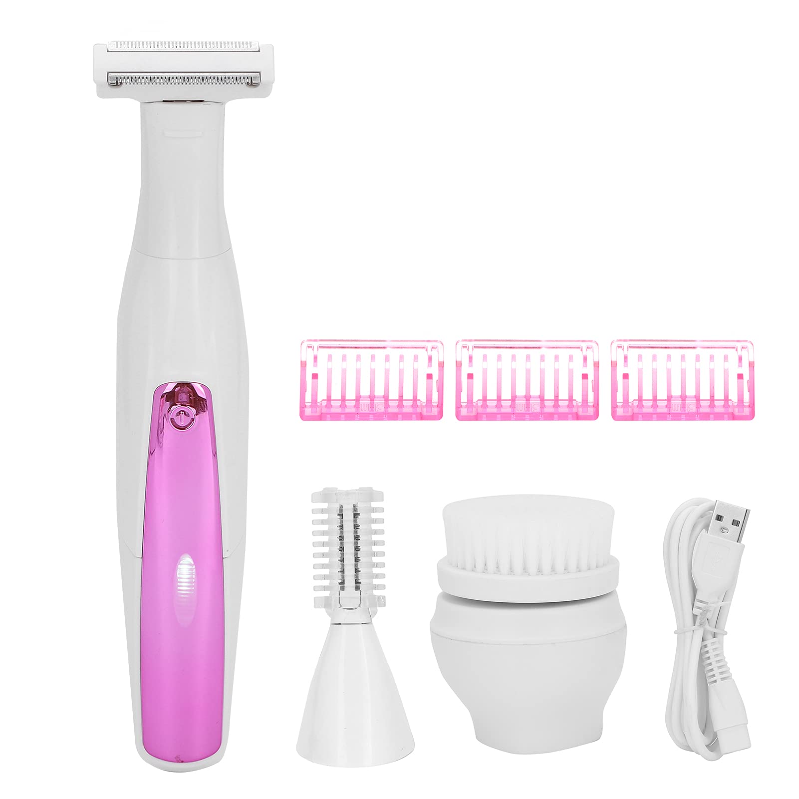 Women's Electric Razor & 3-in-1 Facial Hair Trimmer - Eyebrow Shaver, Hair Remover with Comb & Facial Cleaning Brush for Smooth Skin Care | Perfect for Travel, Home Use & Daily Grooming Routine