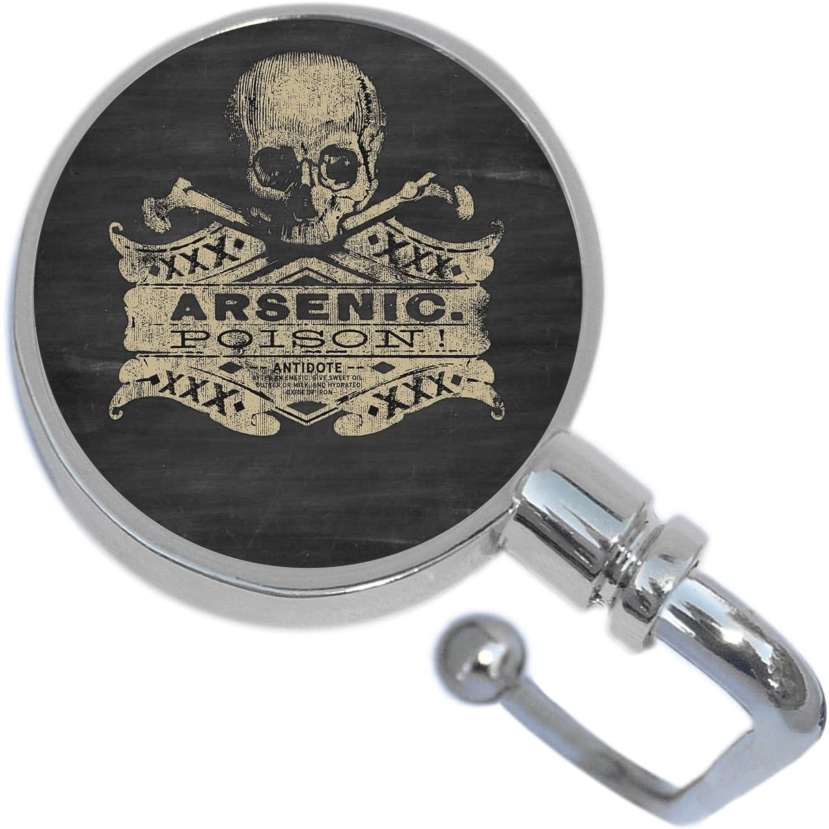 NewCharms Skeleton Skull Arsenic Poison Classic Purse Hanger - Gothic Fashion Accessory for Handbags, Backpacks & Keychains | Perfect for Halloween, Cosplay & Punk Style Outfits