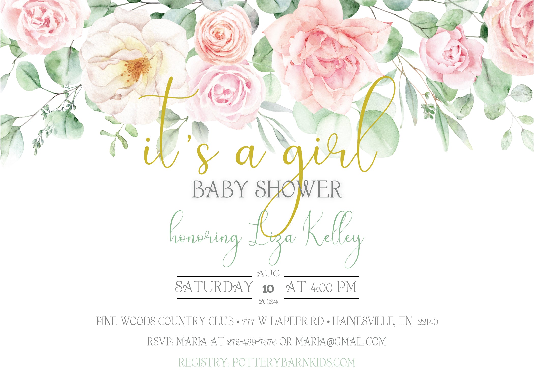 Custom Its A Girl Baby Shower Invitations - Pink Floral Design for Gender Reveal Party & Newborn Celebration - Perfect for Baby Shower Decorations & Announcements