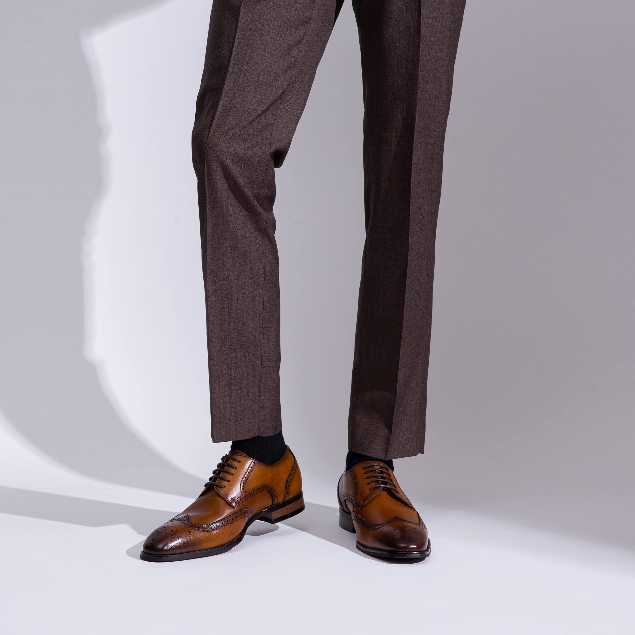 Premium Men's Leather Dress Shoes - Classic Oxford Derby Brogue Wingtip Business Formal Shoes for Men | Ideal for Office, Weddings & Special Occasions