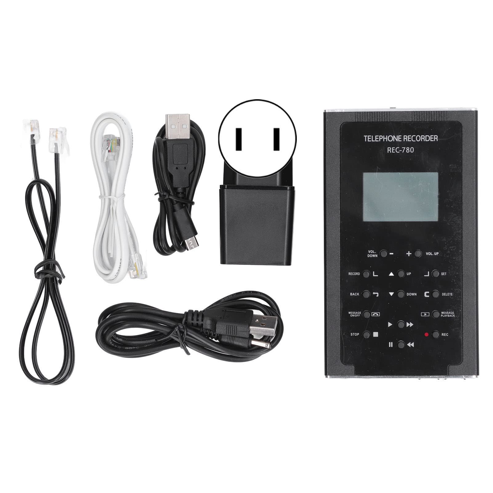 Phone Call Recorder with Time/Date Display - 100-240V Landline Telephone Recorder Device for Home & Office Use (US Plug) | Perfect for Recording Important Calls, Business Conversations & Family Messages