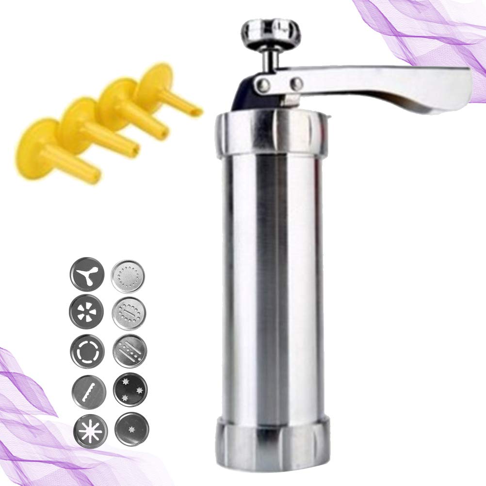 DIY Cookie Press Machine - Stainless Steel Cookie Maker with 12 Nozzles for Homemade Cookies, Crackers & Desserts | Perfect for Baking, Cake Decorating & Sugarcraft | Ideal for Holidays, Parties & Gift Giving