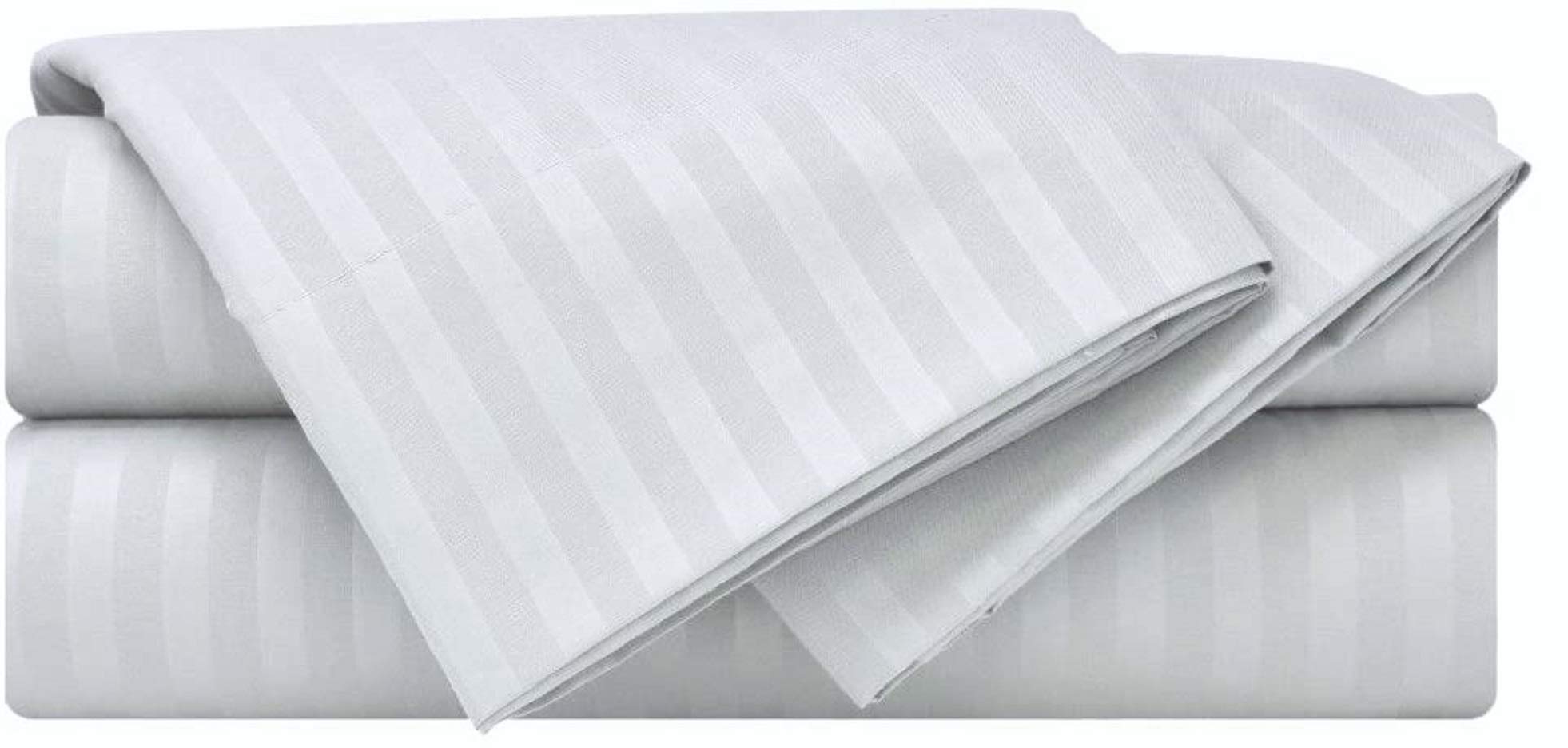 Premium Twin Size Sheets Set - 4 Piece Ultra Soft Bedding with Deep Pockets | Breathable Cooling Hotel Luxury Sheets | Perfect for Guest Rooms, Dorms & Cozy Bedrooms (White Stripe)