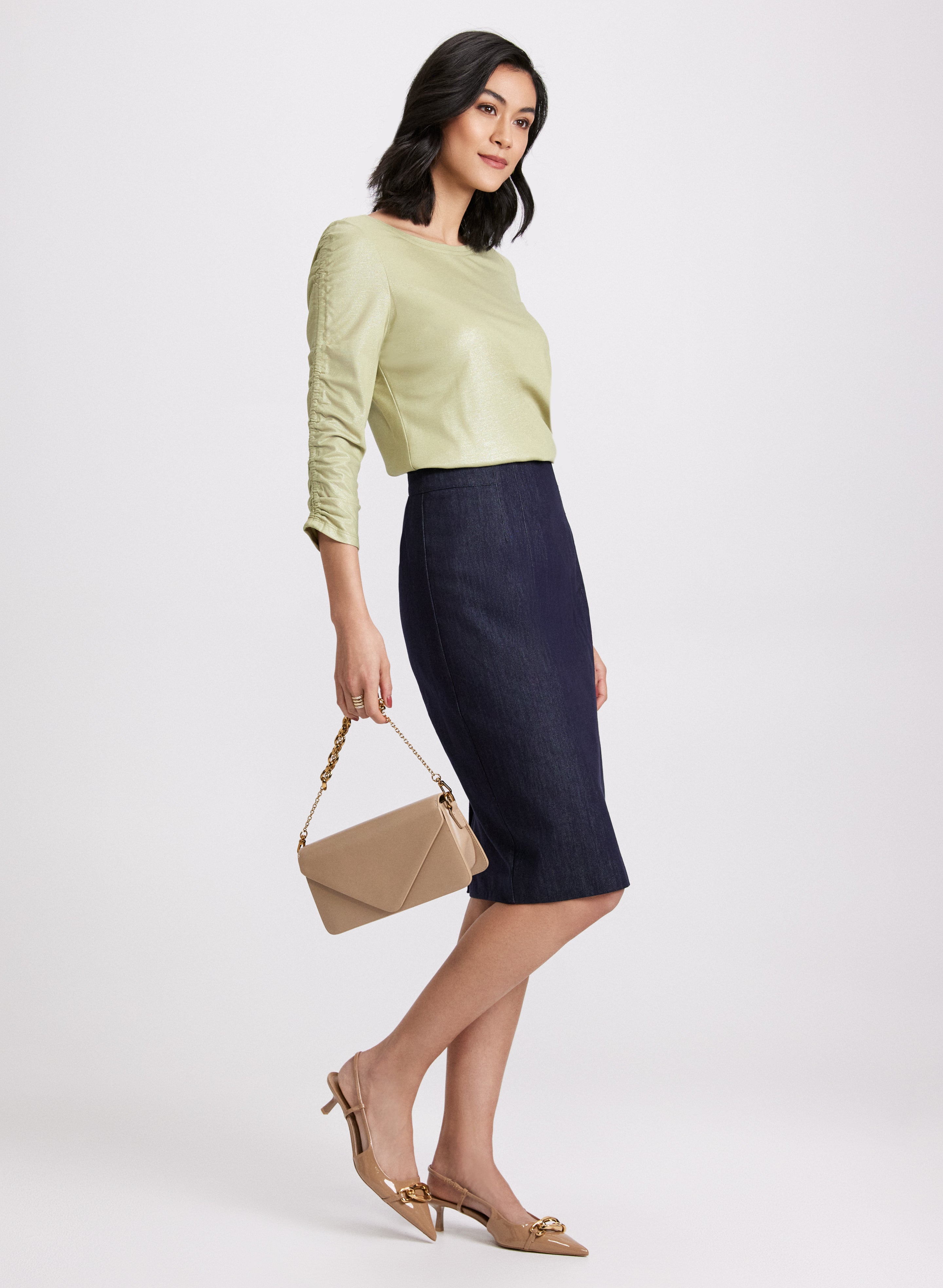 Stylish High Waist Denim Pencil Skirt for Women - Slim Fit Stretchy Jeans Skirt - Perfect for Office, Date Night & Casual Outings