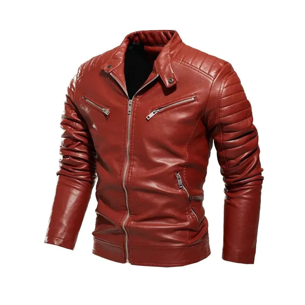 Men's Stylish PU Leather Patchwork Biker Jacket - Motorcycle Riding, Casual Outfit & Fashion Statement