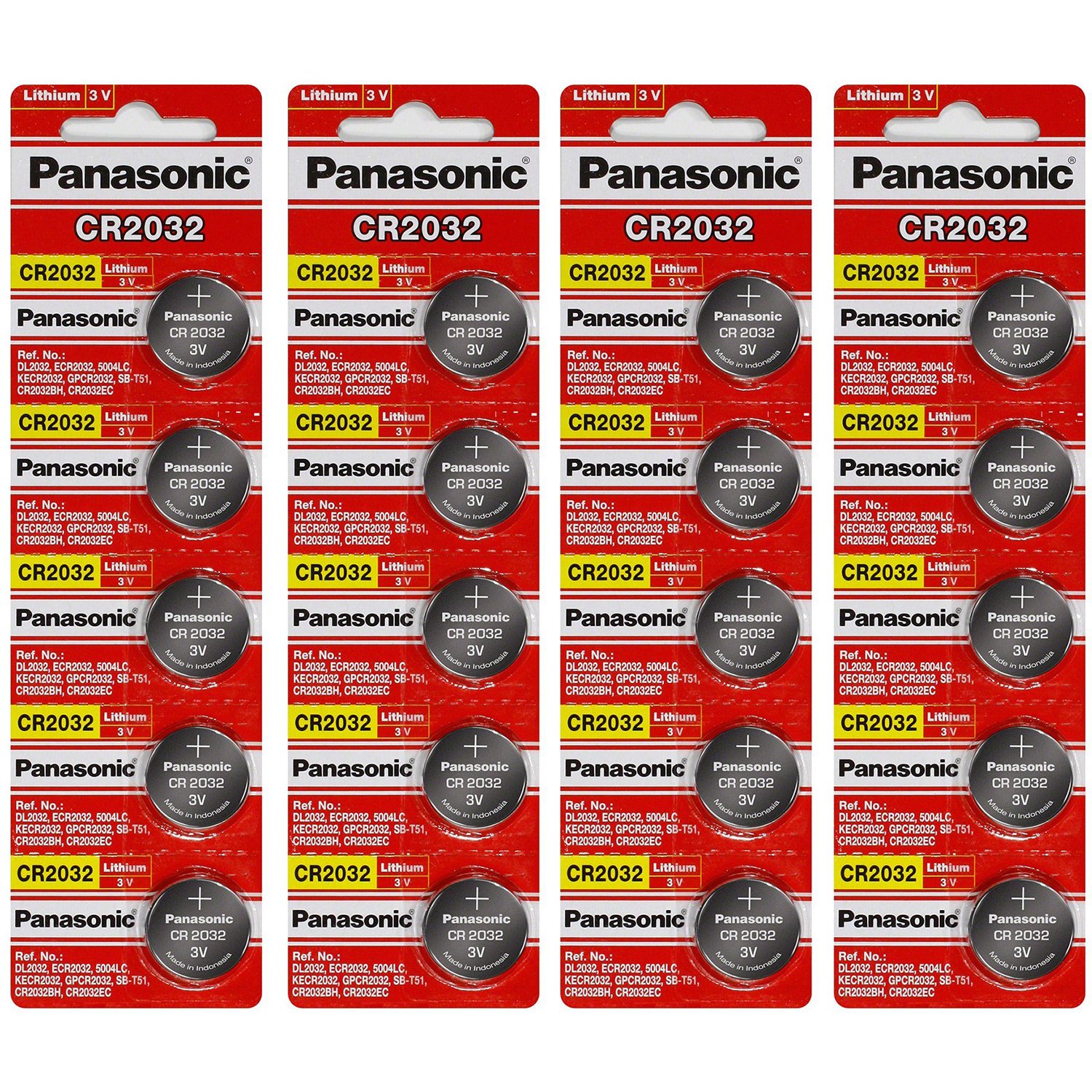 Panasonic CR2032 3V Lithium Coin Cell Batteries - 20 Pack - Long Lasting Power for Watches, Key Fobs, Calculators & Medical Devices