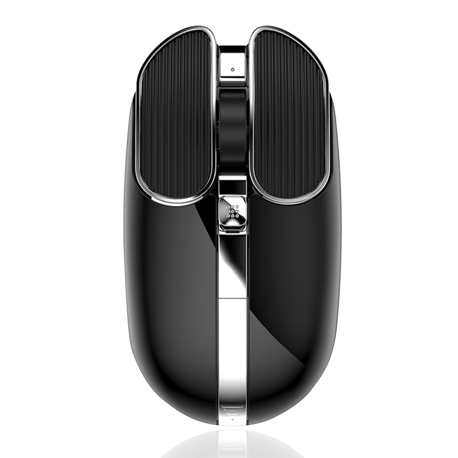Wireless Silent Mouse - 2.4G Wireless & USB Wired Dual Mode Rechargeable Ergonomic Mouse with Battery Alarm Display for Laptop, PC, Mac, iPad (Black) | Perfect for Office Work, Gaming & Travel Use