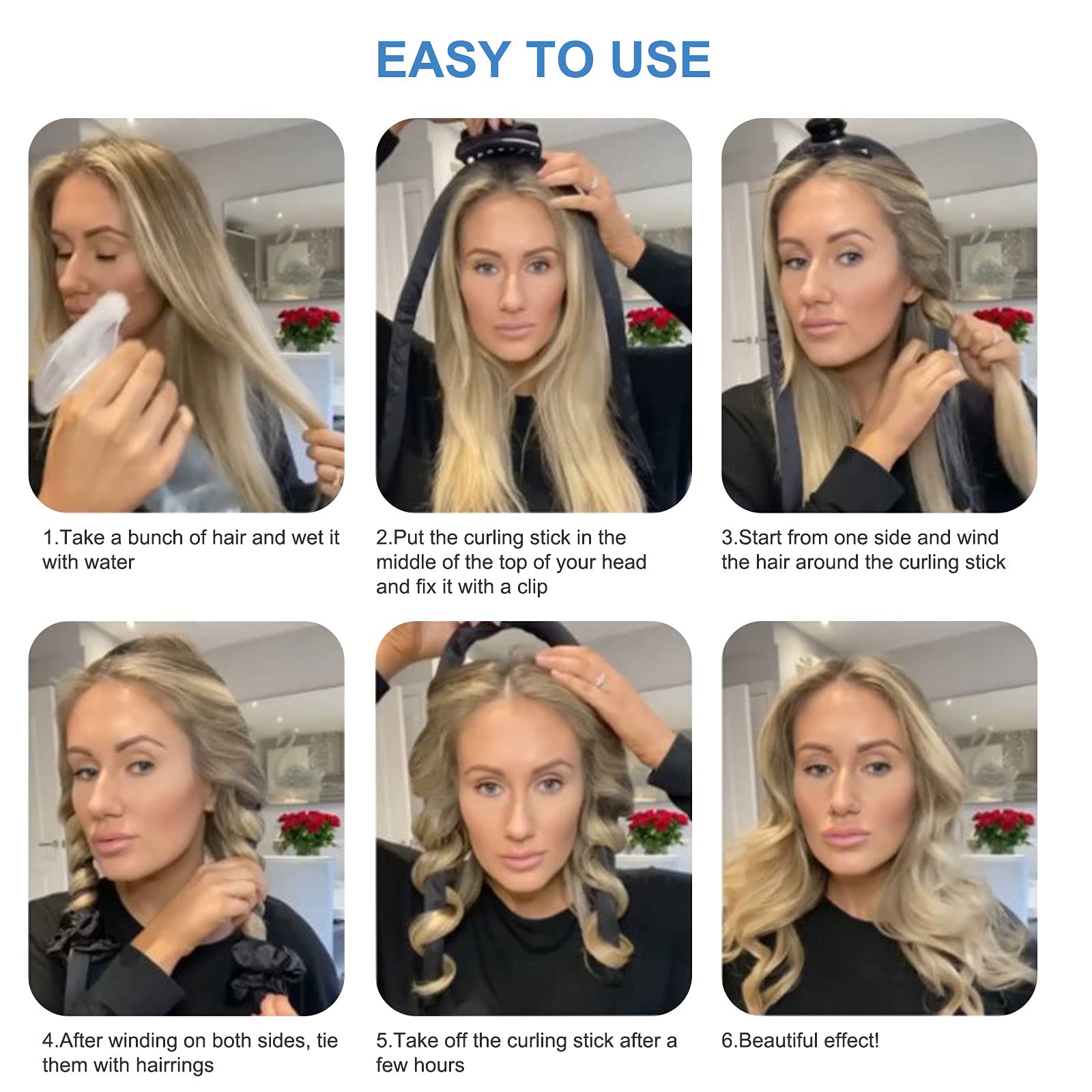 Ailevant Heatless Curling Rod Headband - No Heat Hair Curler for Long Hair, Natural Waves & Overnight Curls | Soft Hair Ribbon for Sleeping, Heat-Free Styling Kit for Women & Girls | Perfect for Home, Travel, Special Occasions & Everyday Styling | Gentle Hair Care Solution for Damaged Hair | Great for Weddings, Parties & Date Nights