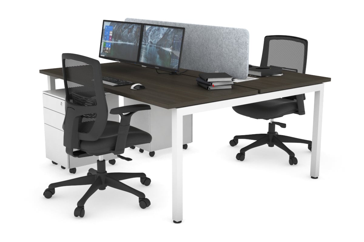 Quadro Square Legs 2 Person Office Workstation Desk [1400L x 700W] - Perfect for Collaborative Workspaces & Home Offices