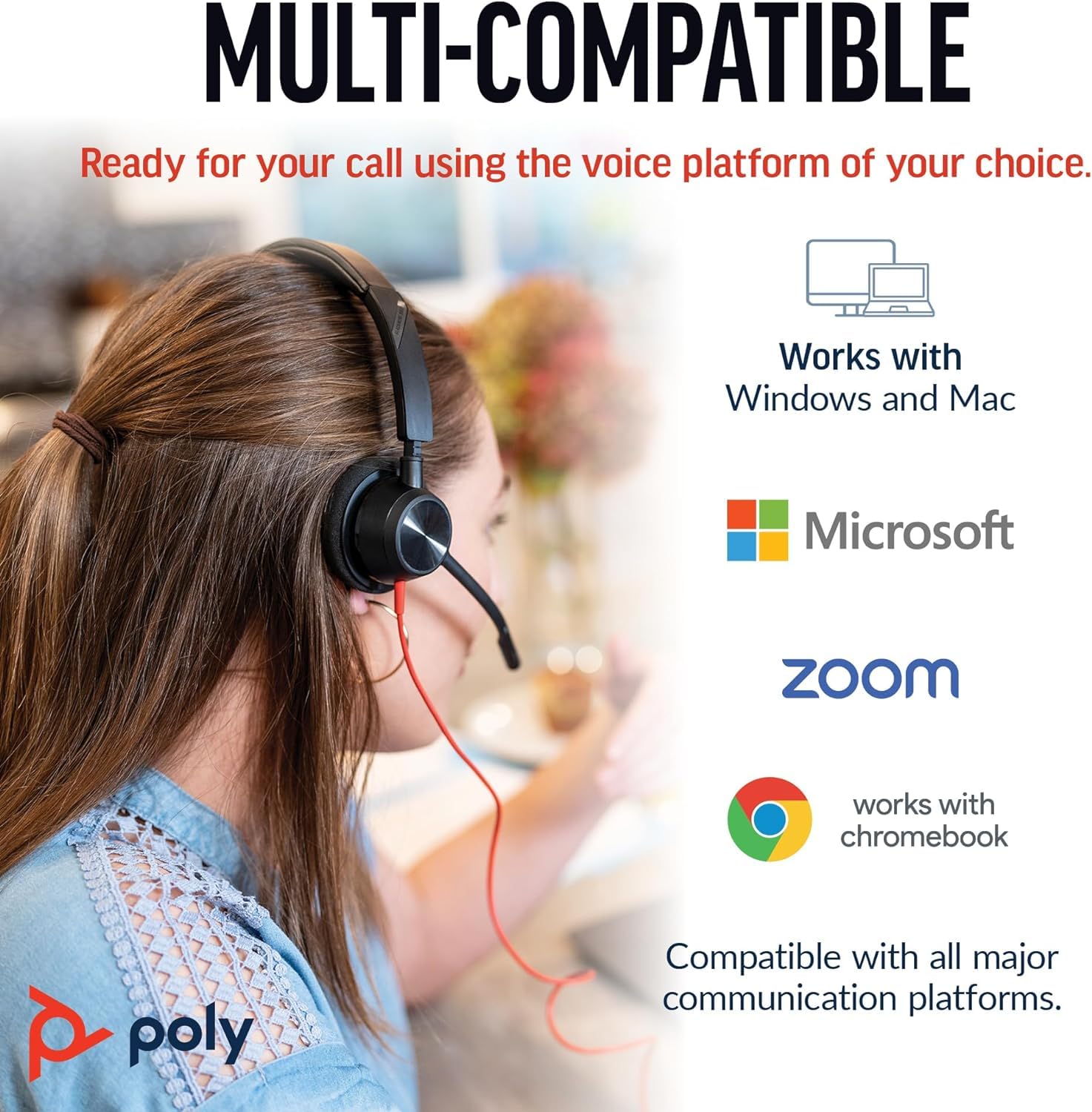 Poly BLACKWIRE 3320 USB-C to USB-A Adapter - High-Speed Data Transfer for Laptops & Mobile Devices - Perfect for Home Office, Remote Work & Business Meetings