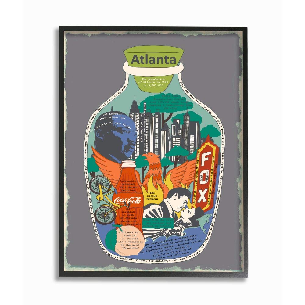 Stupell Industries Vintage City Jar Atlanta Georgia Fun Facts Wall Art - 16
