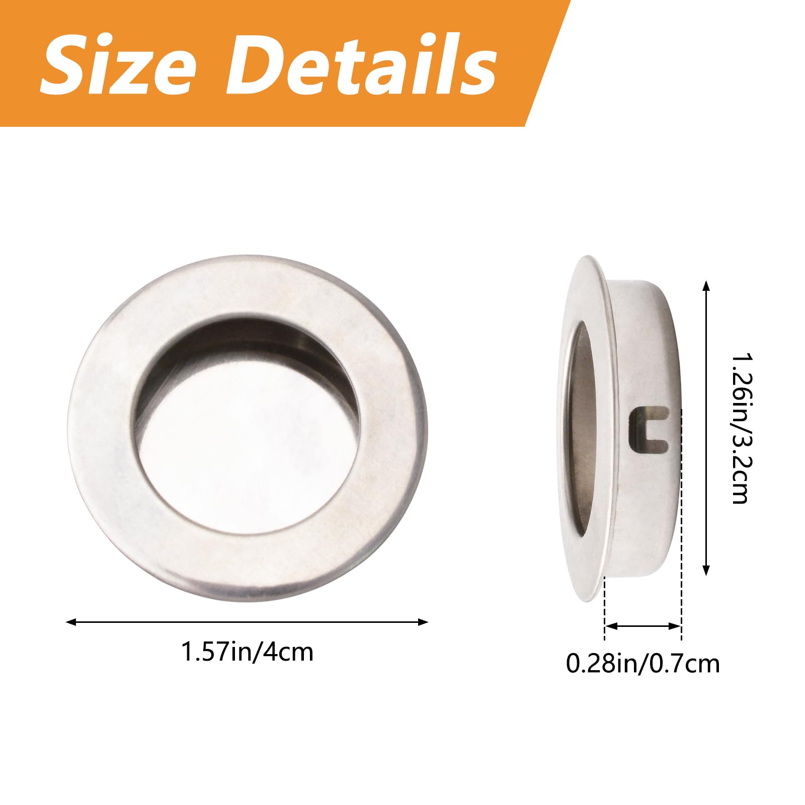 Stainless Steel Round Finger Pull - 8 Pack for Sliding Barn & Cabinet Doors