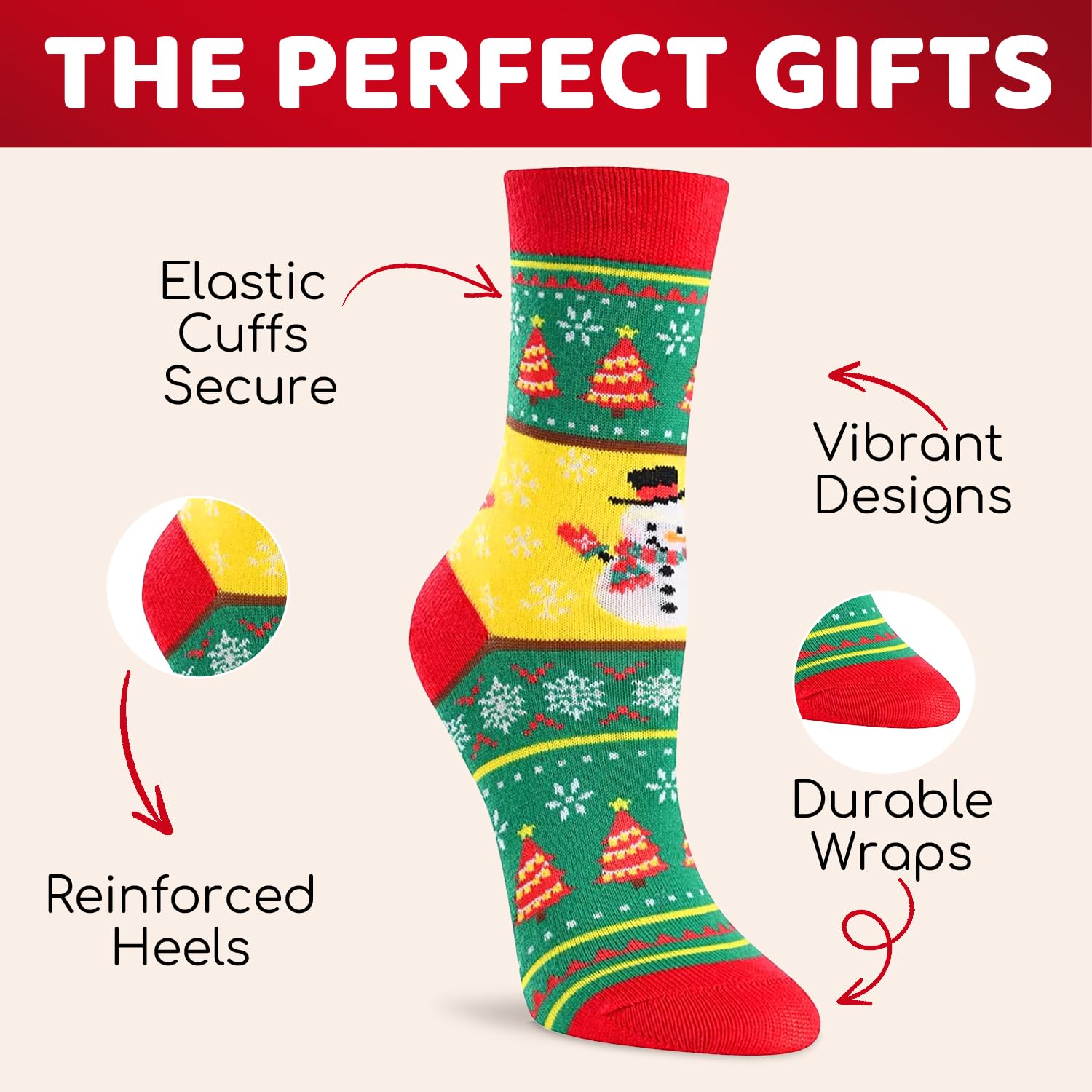 HappyPop Christmas Stocking Socks for Kids & Adults - 4 Pack Holiday Novelty Socks for Women, Men, Boys & Girls | Perfect for Xmas Gifts, Stocking Stuffers & Winter Party Favors