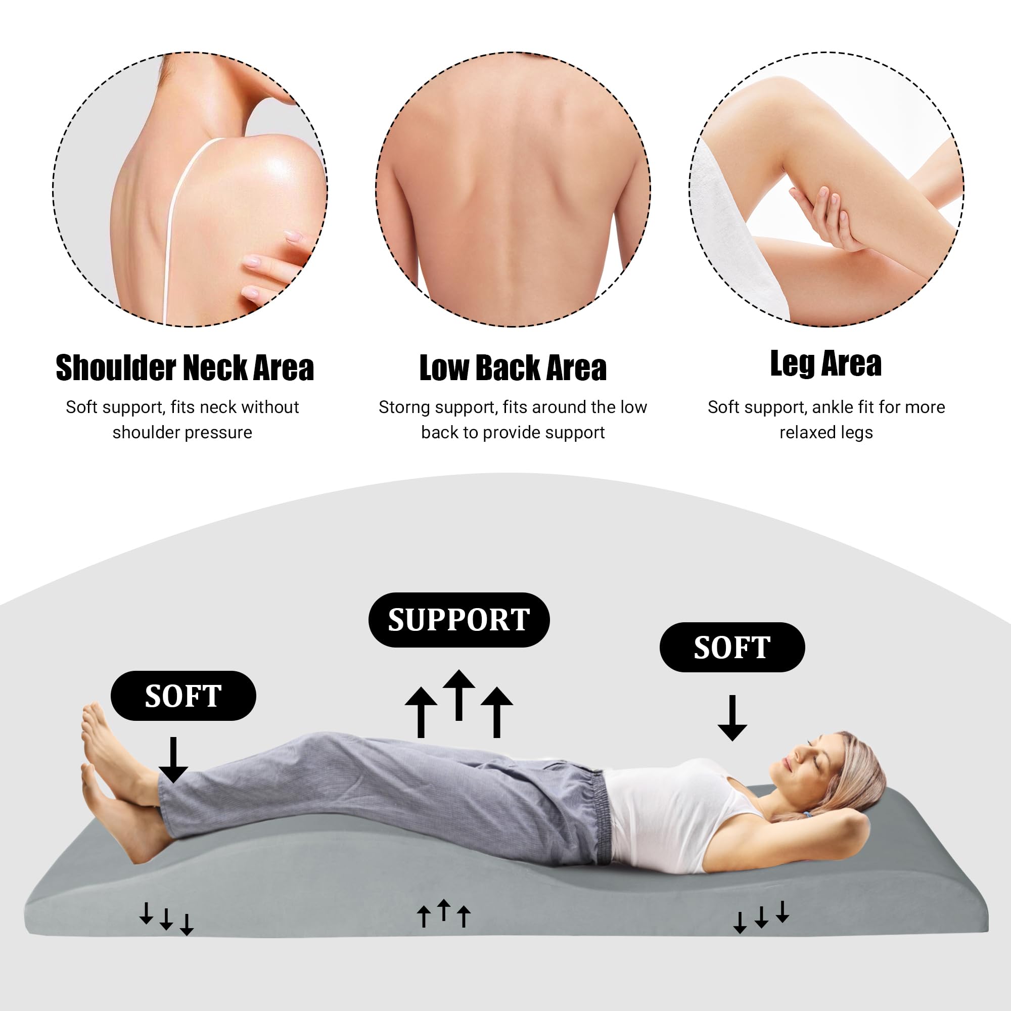 Ergonomic Foam Massage Bed Topper with Removable Velvet Cover - Supportive Non-Slip Mattress Pad for Beauty Salon & Spa - Perfect for Facial, Massage & Waxing Treatments (Grey, Bed Not Included)