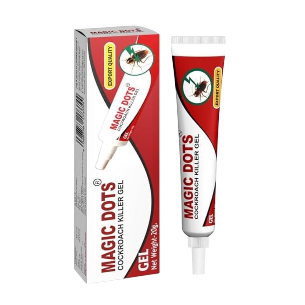 Magic Dots Cockroach Killer Gel - 4 Pack x 20g | Natural Herbal Pest Control for Home & Kitchen | Effective Roach Bait Gel with Easy Application | Eliminate Cockroaches in Cabinets, Appliances & Dark Corners