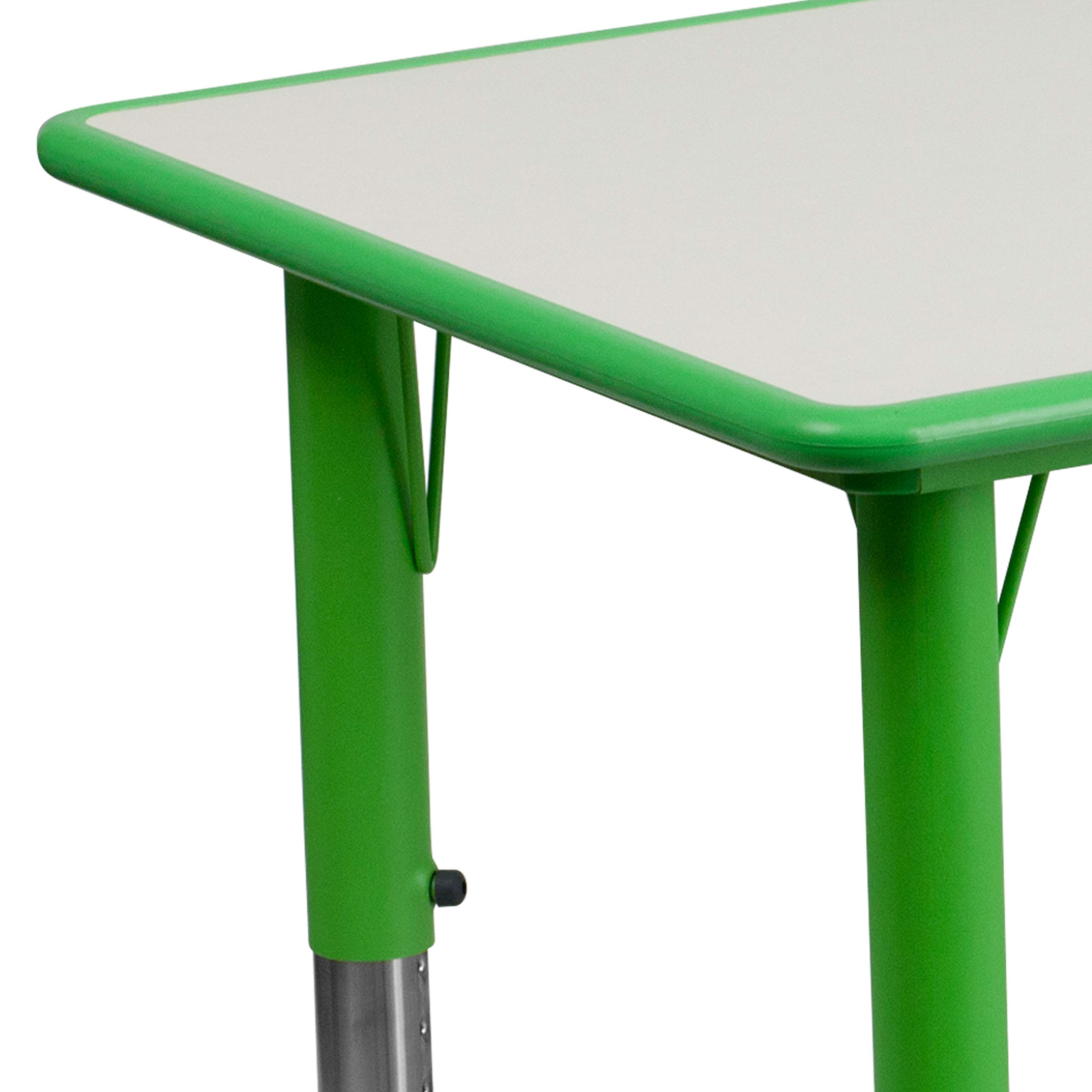 EMMA + OLIVER 23.625x47.25 Inch Green Plastic Adjustable Height Kids Activity Table - Perfect for Preschool Classrooms, Daycare Centers & Home Playrooms