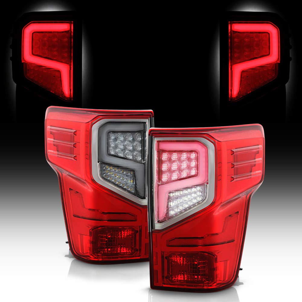 ACANII LED Tail Lights Brake Lamps Assembly Pair for 2016-2021 Nissan Titan & Titan XD - Red Clear Tube Style (Left+Right) - Upgrade Your Truck's Rear Lighting for Better Visibility & Style