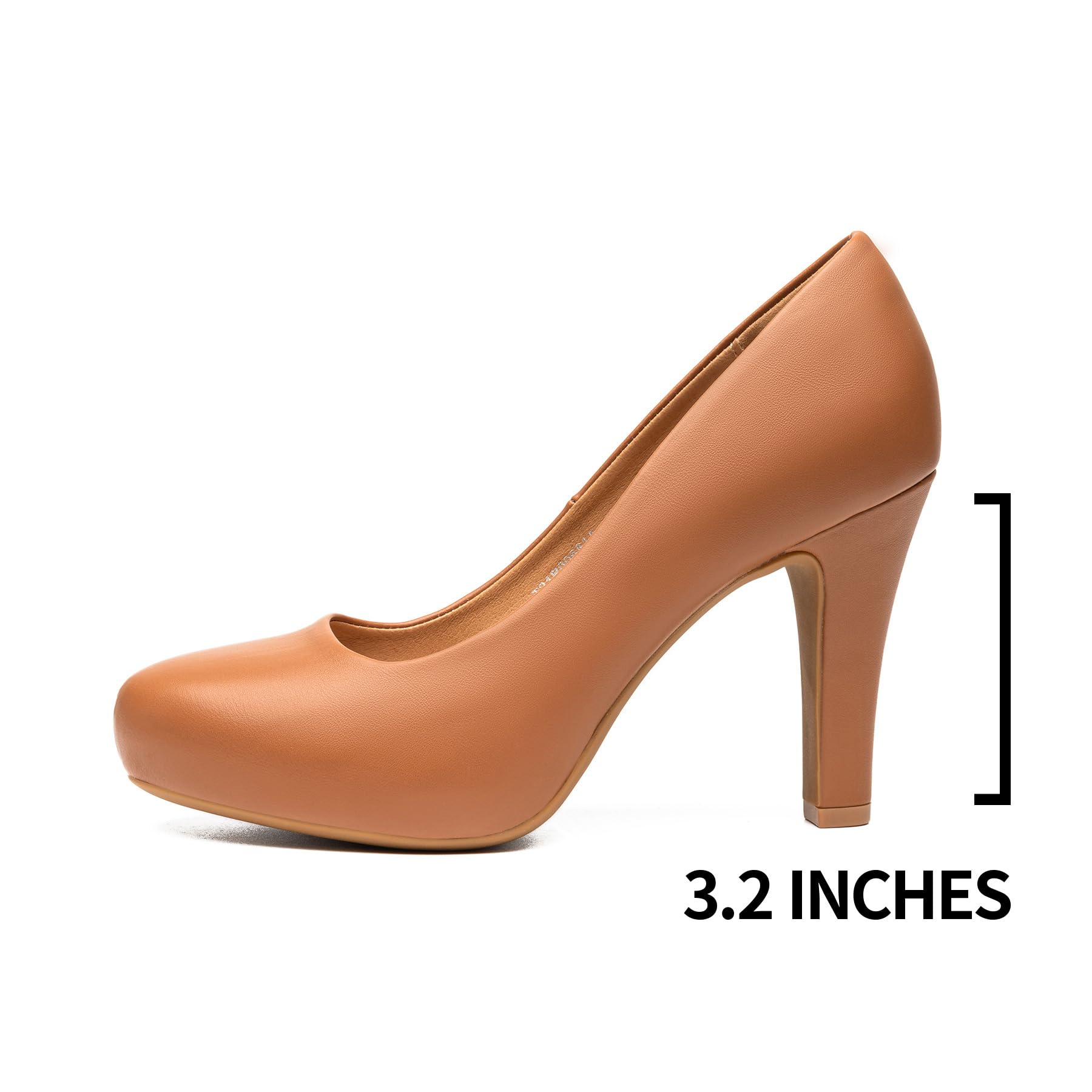 Trary Women's Low Platform Heels - Black, White, Brown & Nude Dress Pumps with 3.2 Inch Heel, Round Closed Toe for Office, Wedding & Formal Occasions | Comfortable Work Shoes for Professional Women