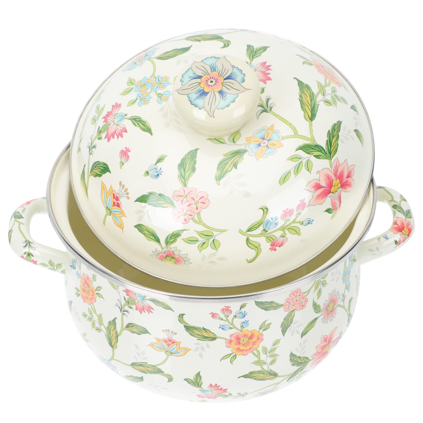 DOITOOL Enamel Stock Pot - 5QT Thickened Soup Pot with Lid for Stove & Oven, Chinese Style Stew Pot & Hot Pot Cookware - Perfect for Soups, Stews, Braising & Family Meals