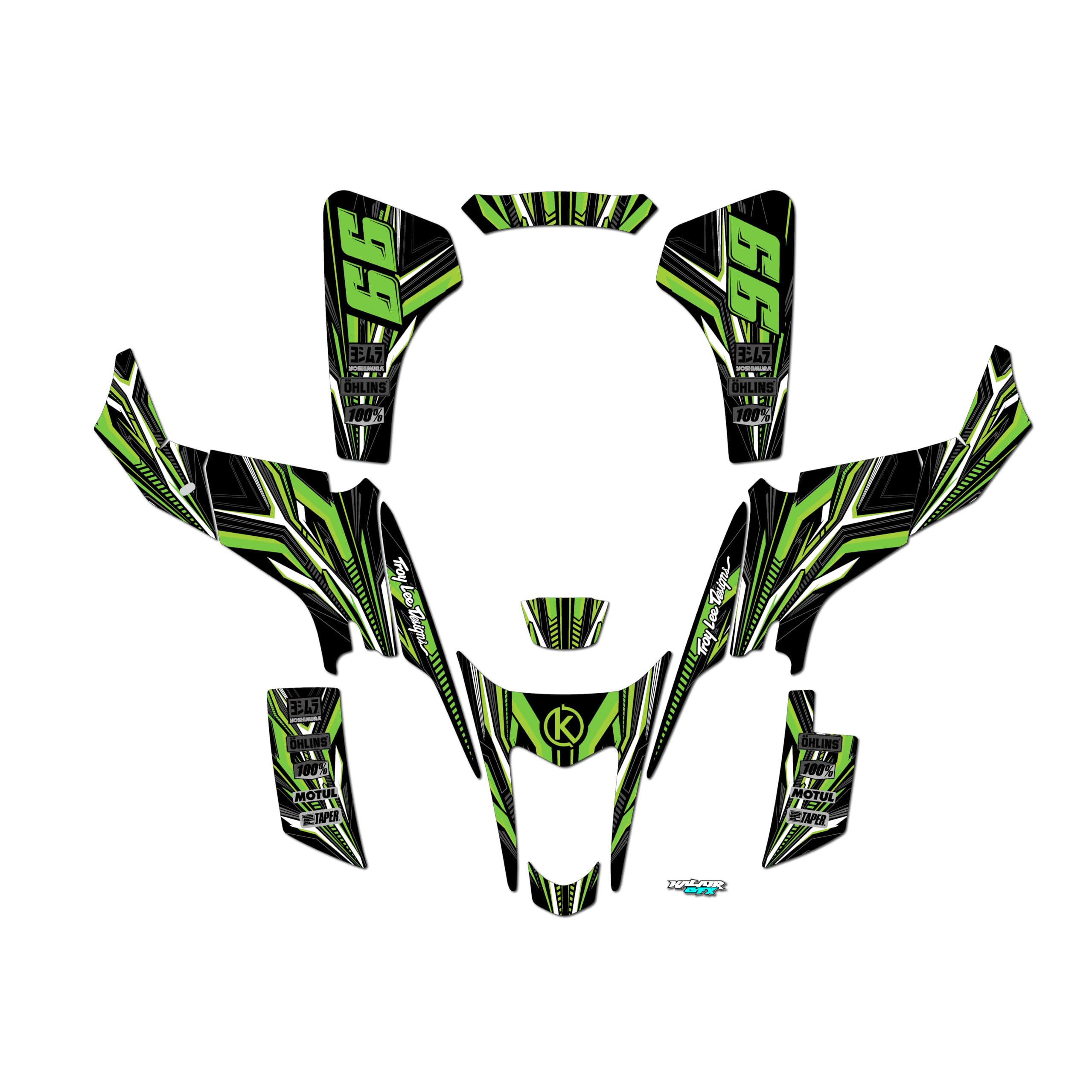 Suzuki LTZ 400 (2003-2008) Custom Racing Graphics Kit - 21 Mil Green & Black Dirt Bike Decals Stickers - No Plastics Included - Perfect for Off-Road Racing & ATV Customization