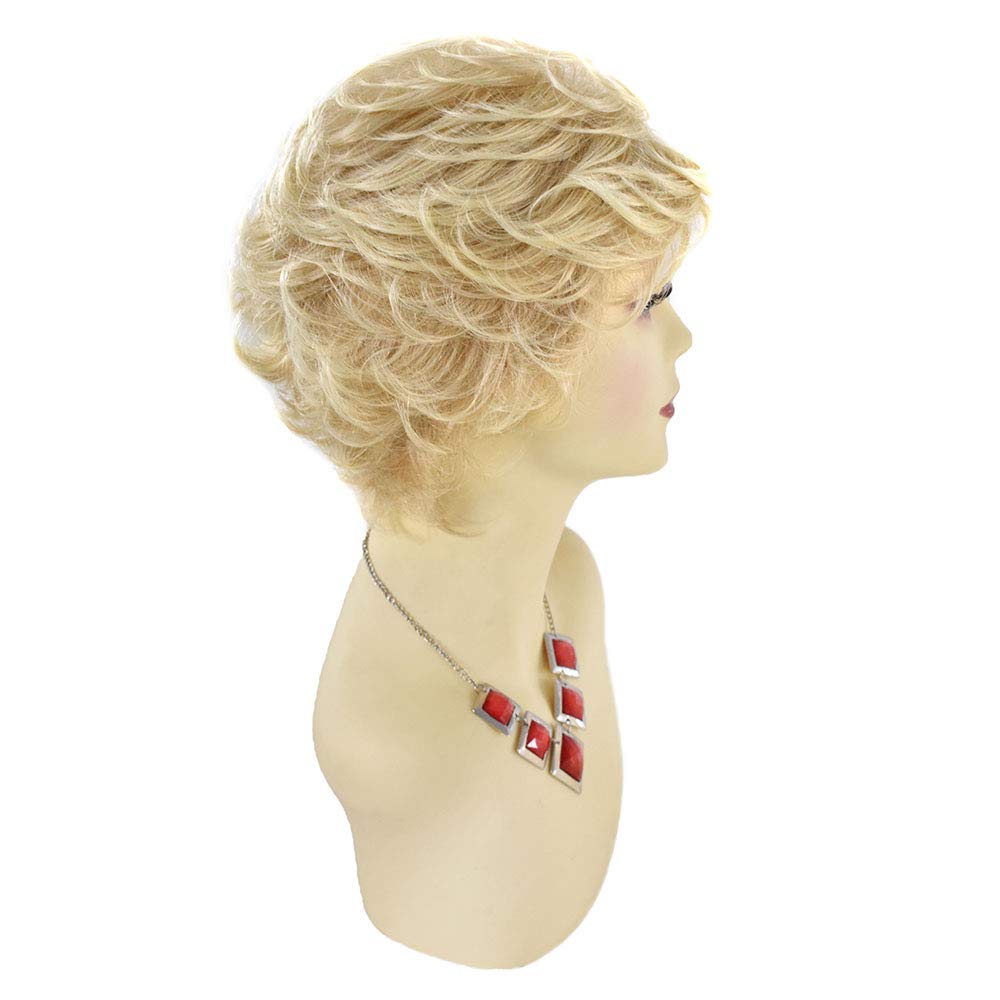 Short Wavy Layered Synthetic Bob Wig for Women - Heat Friendly, Lightweight, Chin Length Full Cap Wig (15BT613N# Light Ash Brown to Light Bleach Blonde) - Perfect for Cosplay, Fashion, and Everyday Wear