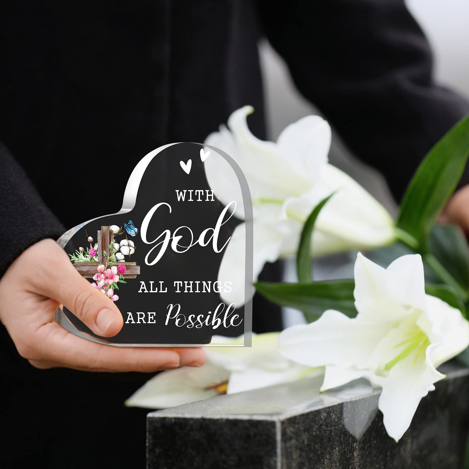 Yulejo Acrylic Christian Gifts for Women & Men - Inspirational Bible Verse Prayers, Religious Scripture Keepsakes for Friends, Mom, Valentines, Birthday - Modern Style for Home, Office, Church Decor