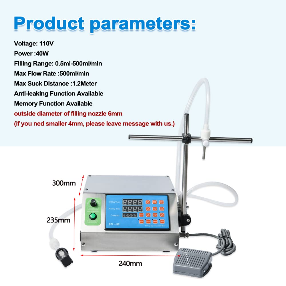 Automatic Digital Control Liquid Filling Machine - 0.5ml to 650ml Bottle Filler for Water, Beverages & Drinks (Peristaltic Pump System) | Perfect for Small Business, Homebrew & DIY Projects