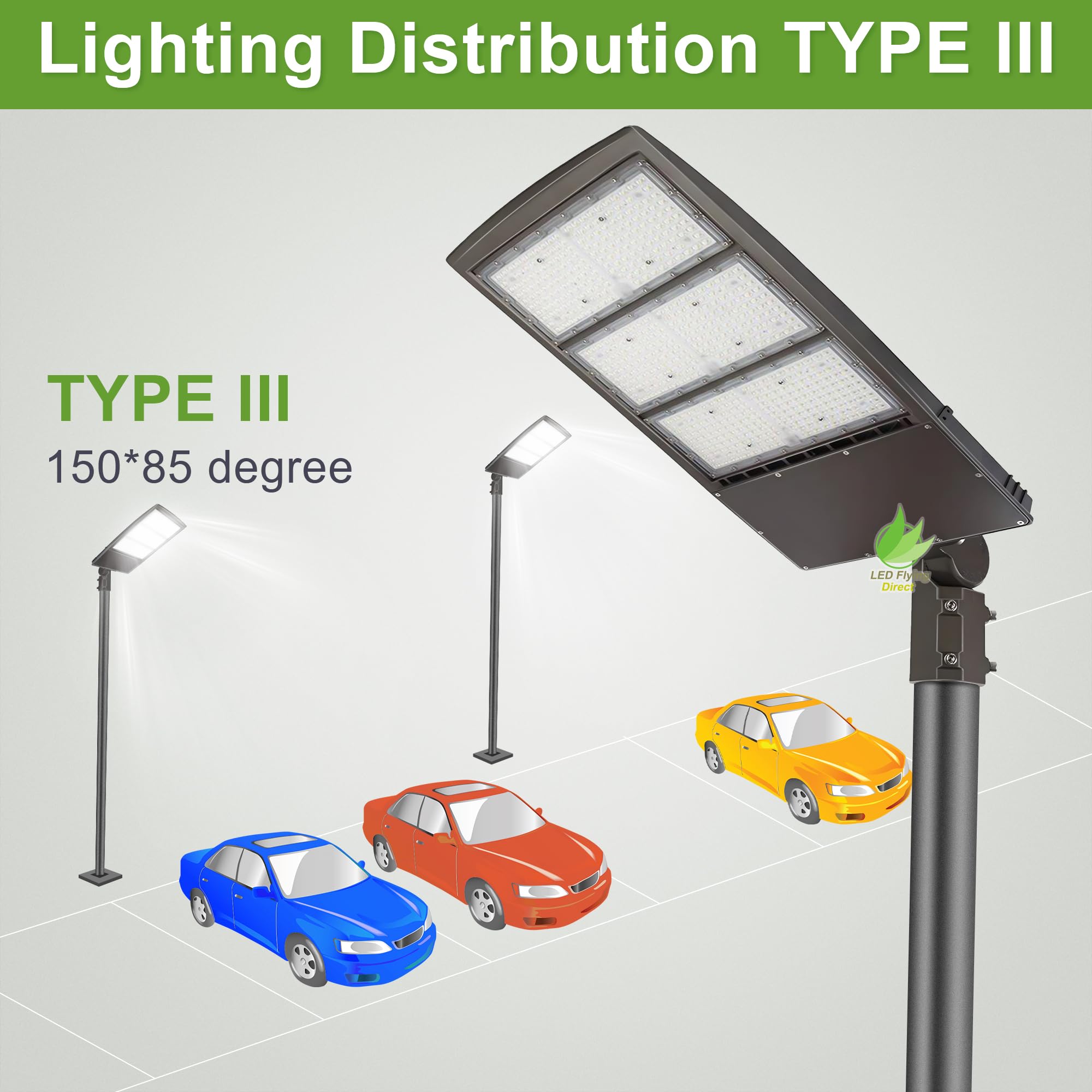 450W LED Parking Lot Lights - DLC UL Certified, 63,000LM 5000K, 100-277V, 20KV Surge Protector, 1-10V Dimmable (Equivalent to 1000-1500W MH) - Perfect for Street Lighting, Warehouse, and Outdoor Area Illumination