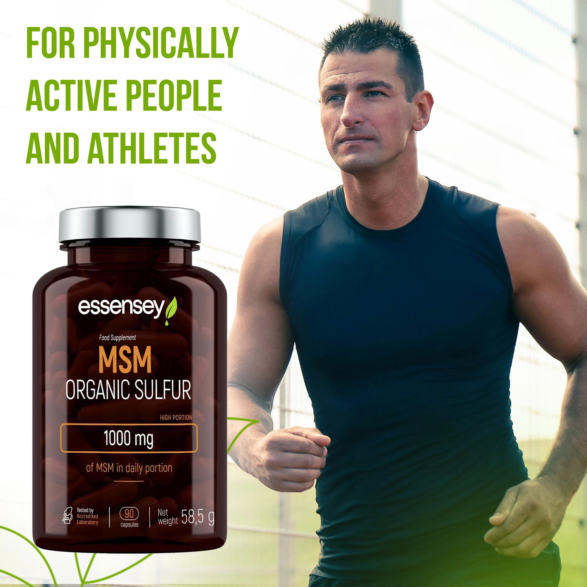 Essensey MSM Organic Sulfur Capsules 1000mg - 90 Count | Joint Support & Muscle Recovery Supplement for Active Lifestyle