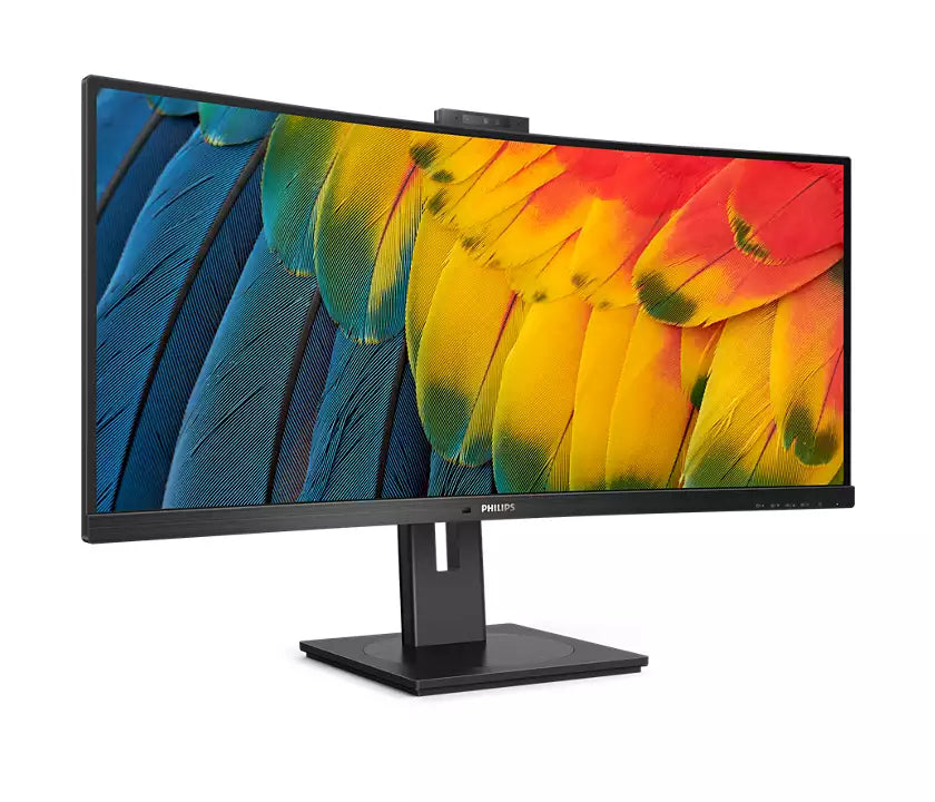 Philips 34B1U5600CH 34-Inch Curved UWQHD 120Hz Monitor with Built-in Webcam, USB-C Dock - Perfect for Home Office, Gaming & Video Conferencing